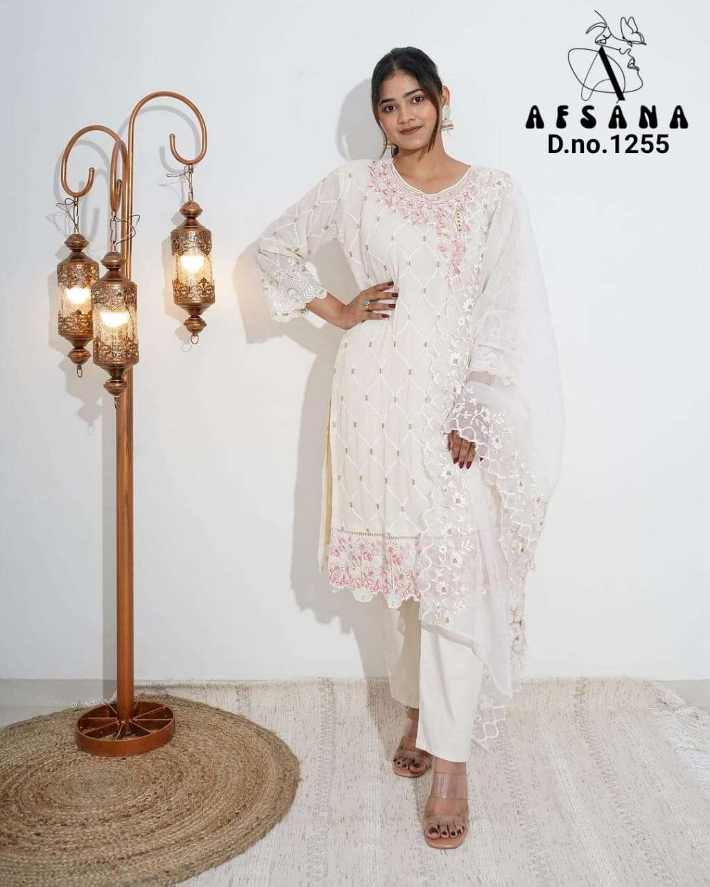 afsana aafiya d no 1255 georgette regal look top bottom with dupatta size set