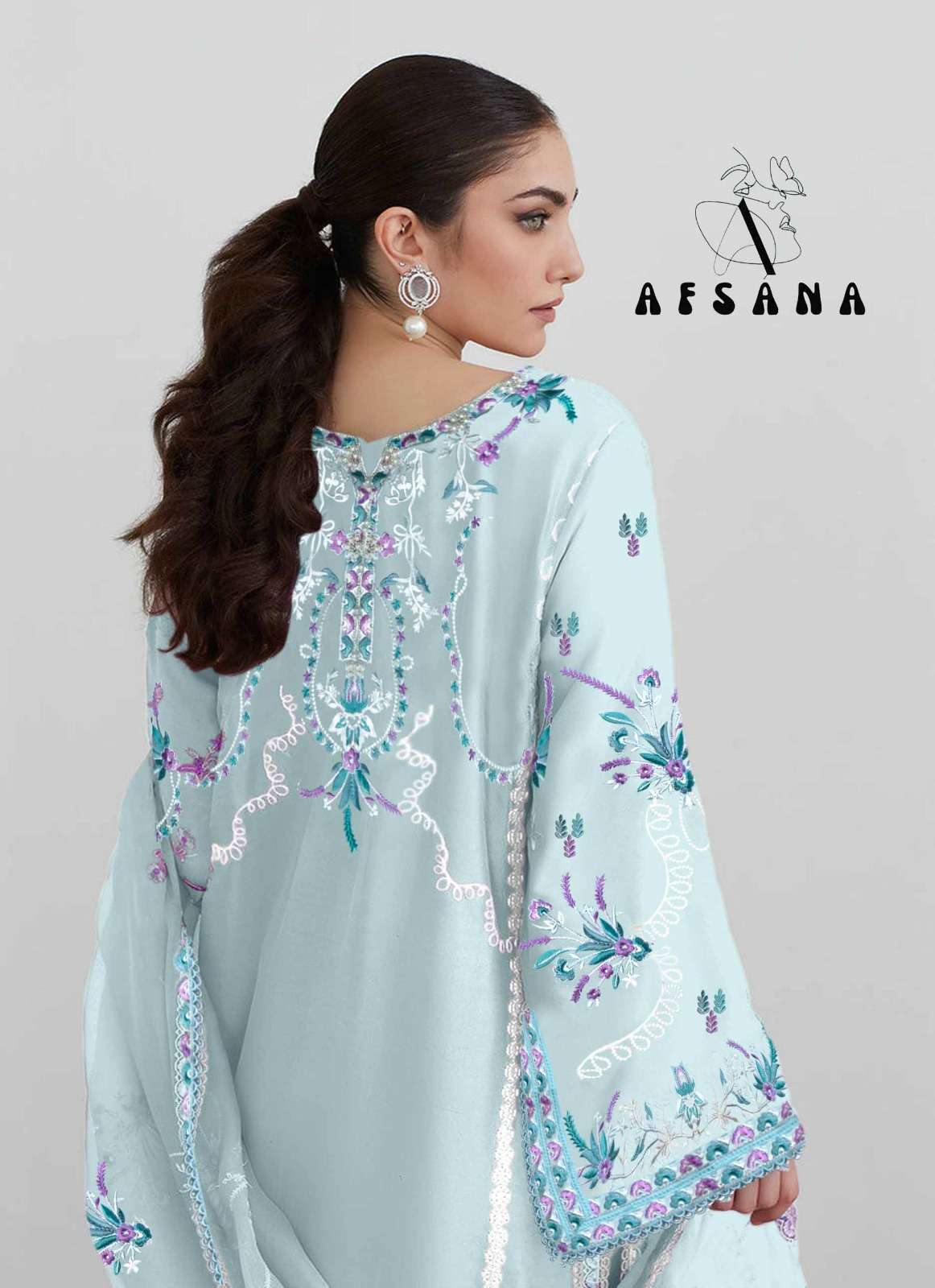 afsana mehwish georgette regal look top bottom with dupatta size set
