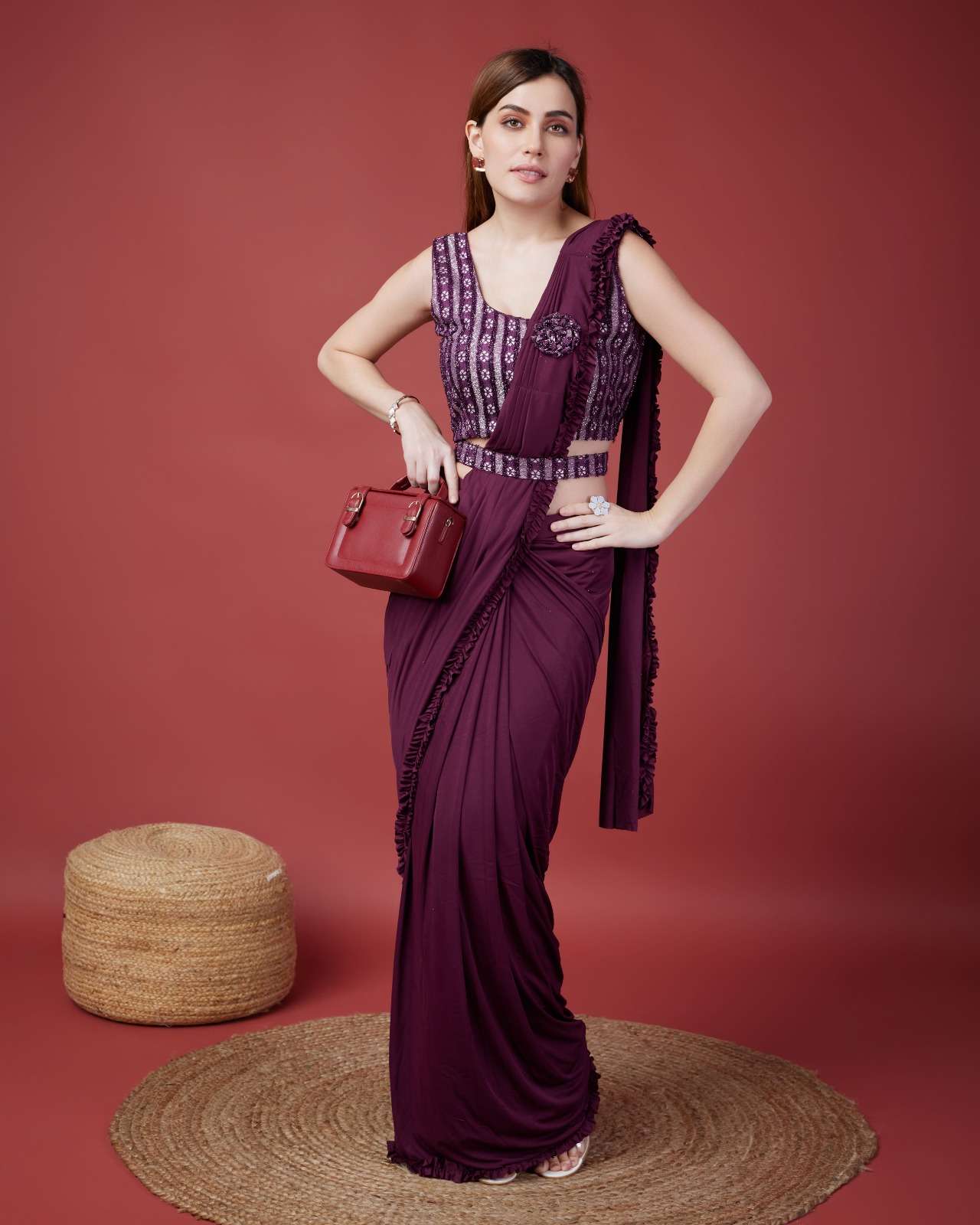 amoha trendz  d no 101114 imported fabrics catchy look saree  catalog 
