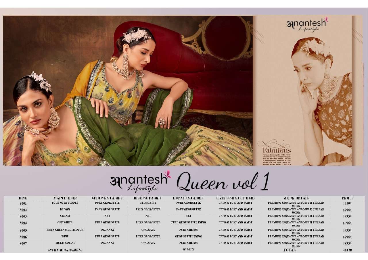 anatesh lifestyle queen vol 1 georgatte innovative look lehngha catalog