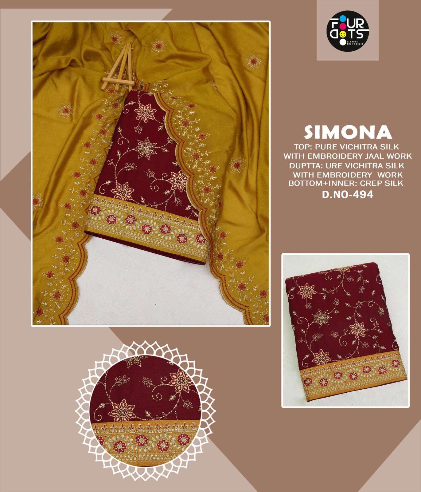 four dots simona vichitra silk elegant salwar suit catalog