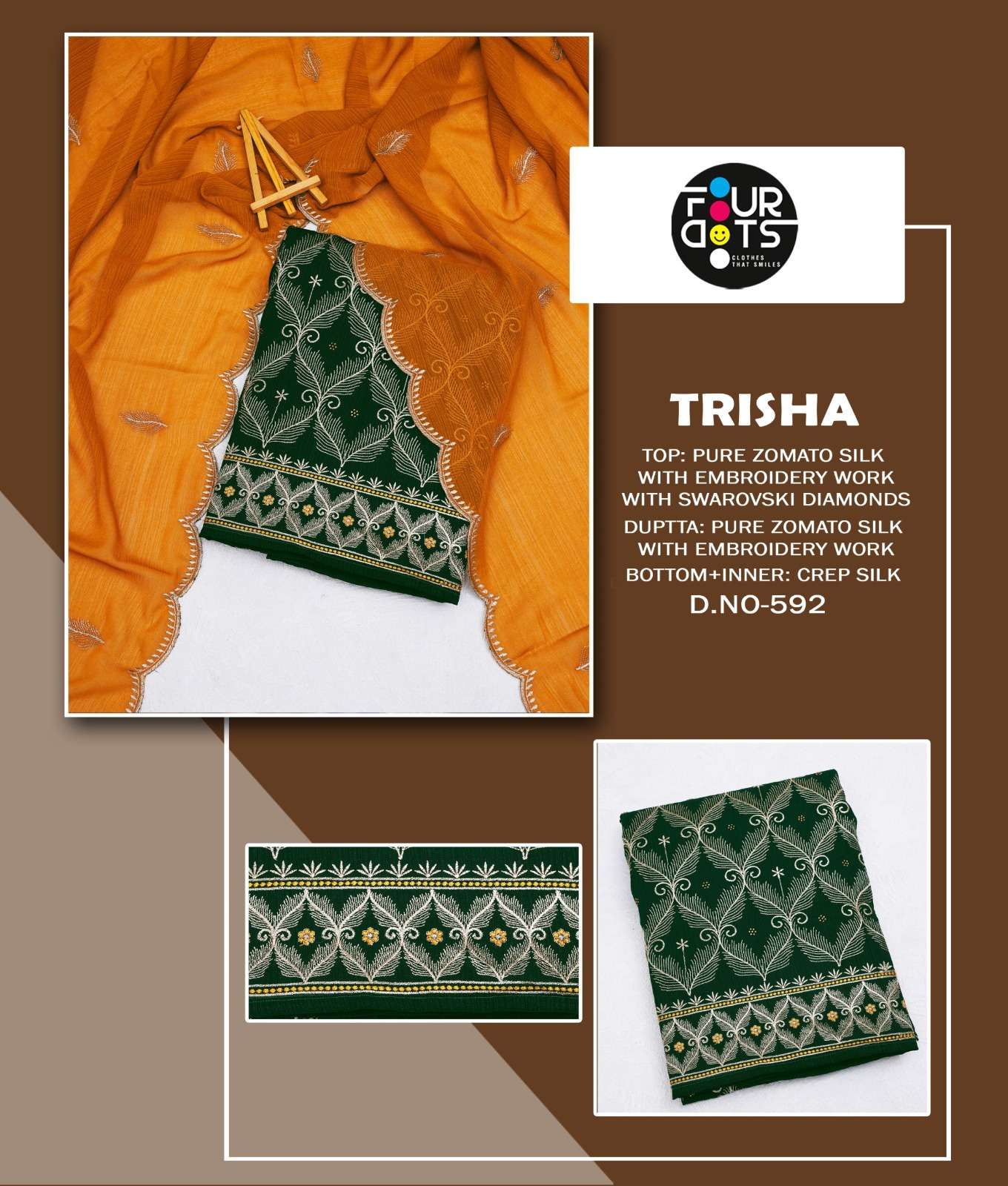 four dots trisha pure zometo silk regal look salwar suit catalog