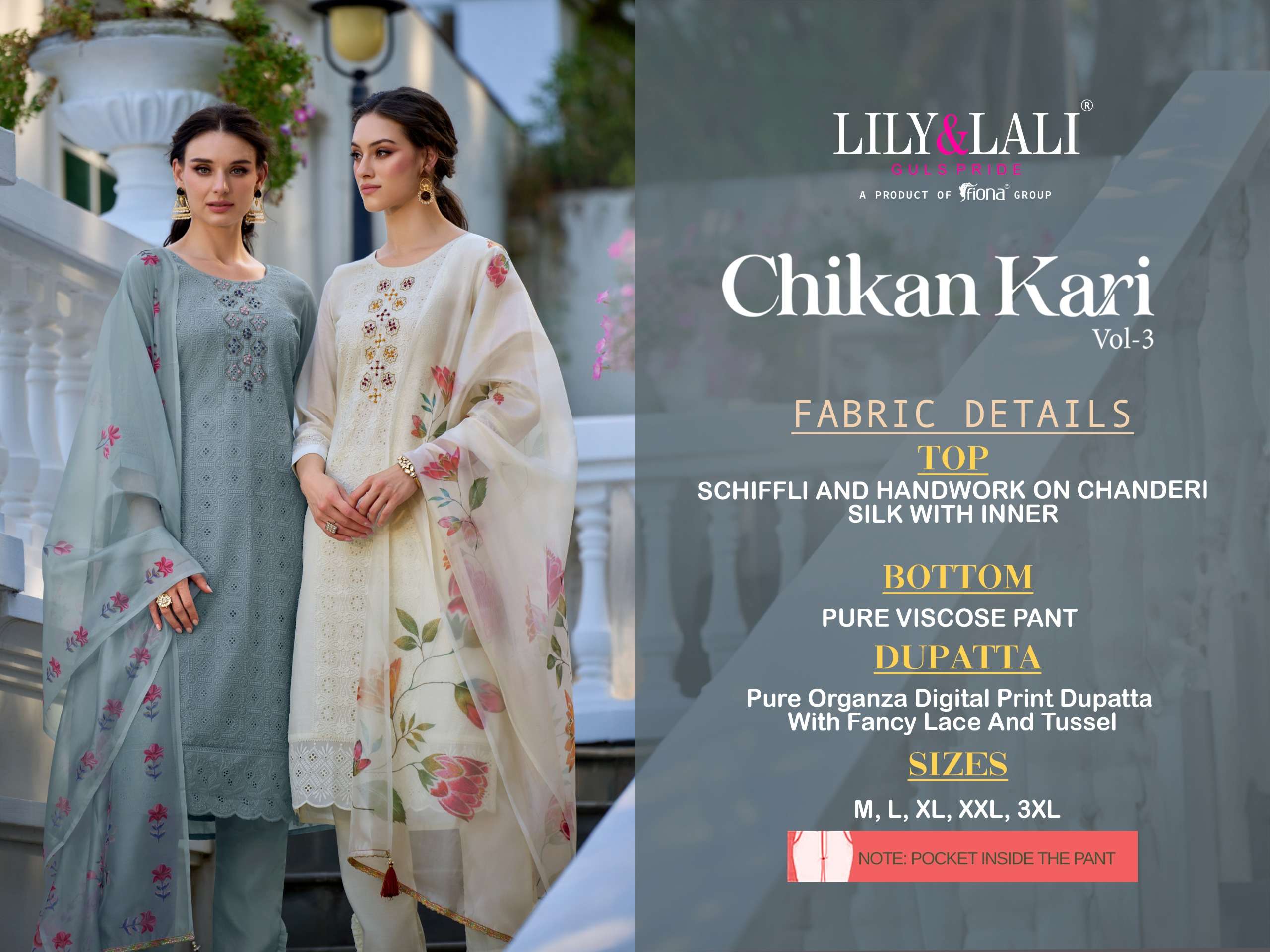 lily and lali chikankari vol 3 chanderi silk gorgeous look top bottom with dupatta catalog