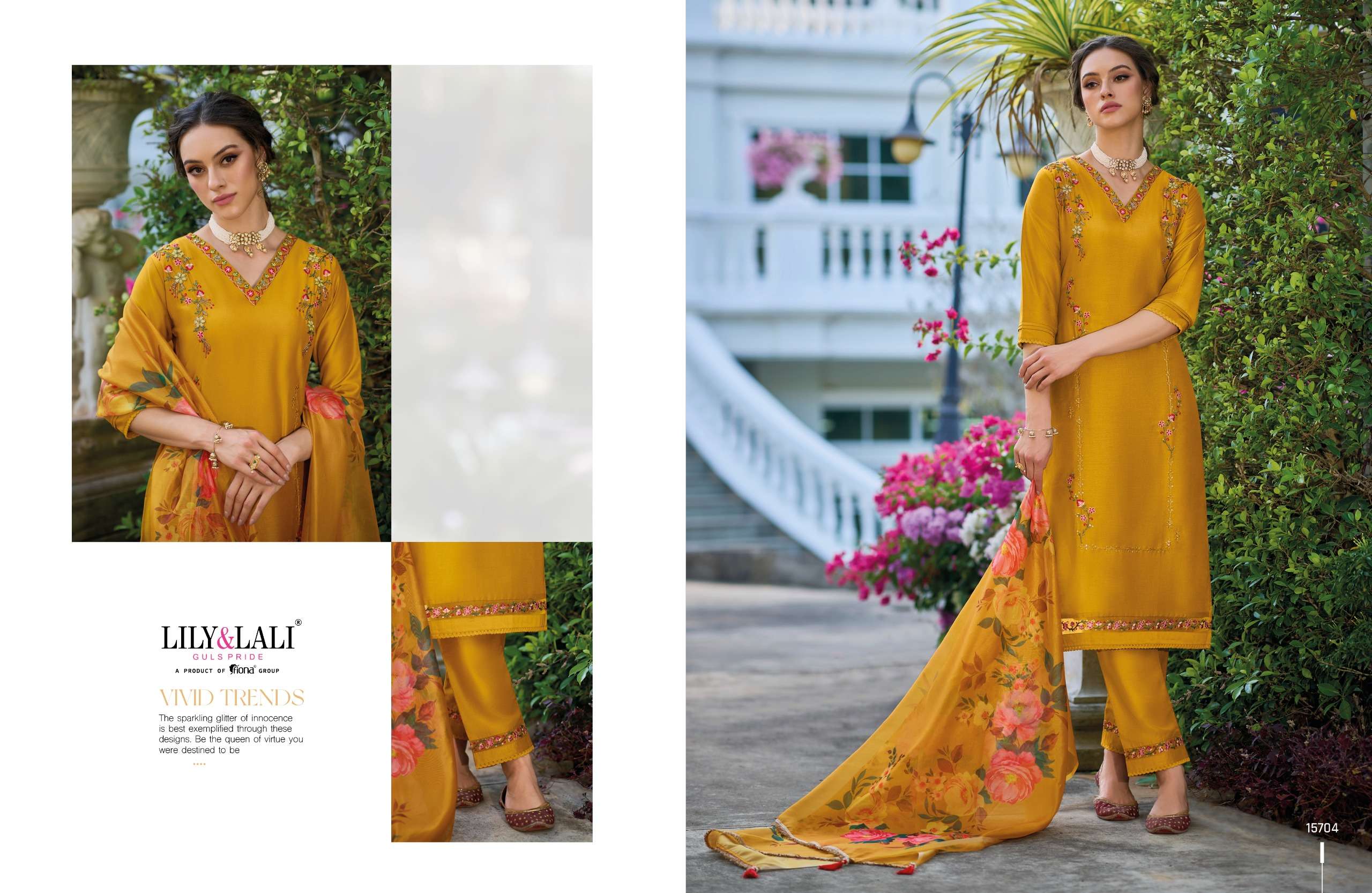 lily and lali falak bember silk attrective look kurti  pant with dupatta catalog