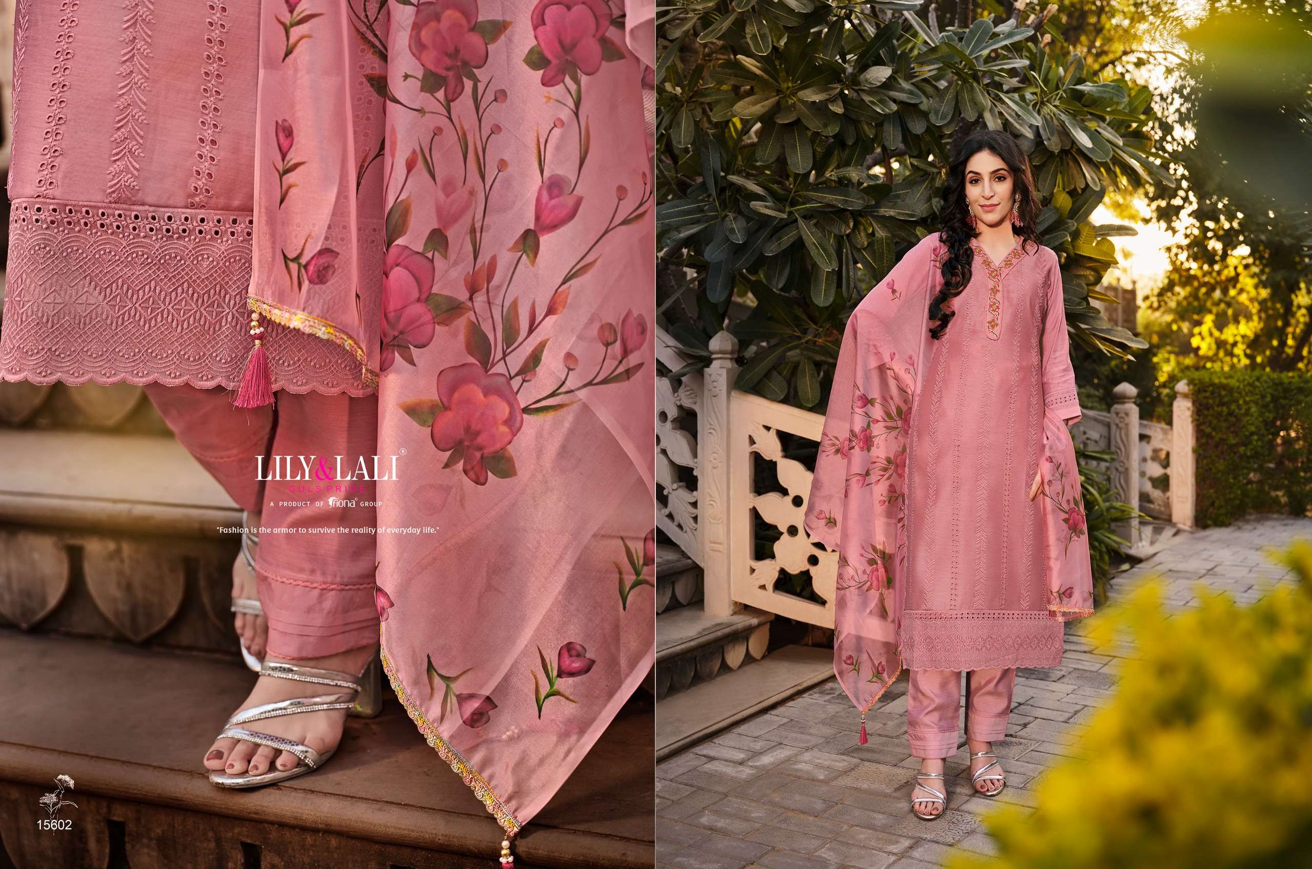 lily and lali lucknowi 3 Schiffli Work  look kurti  pant with dupatta catalog