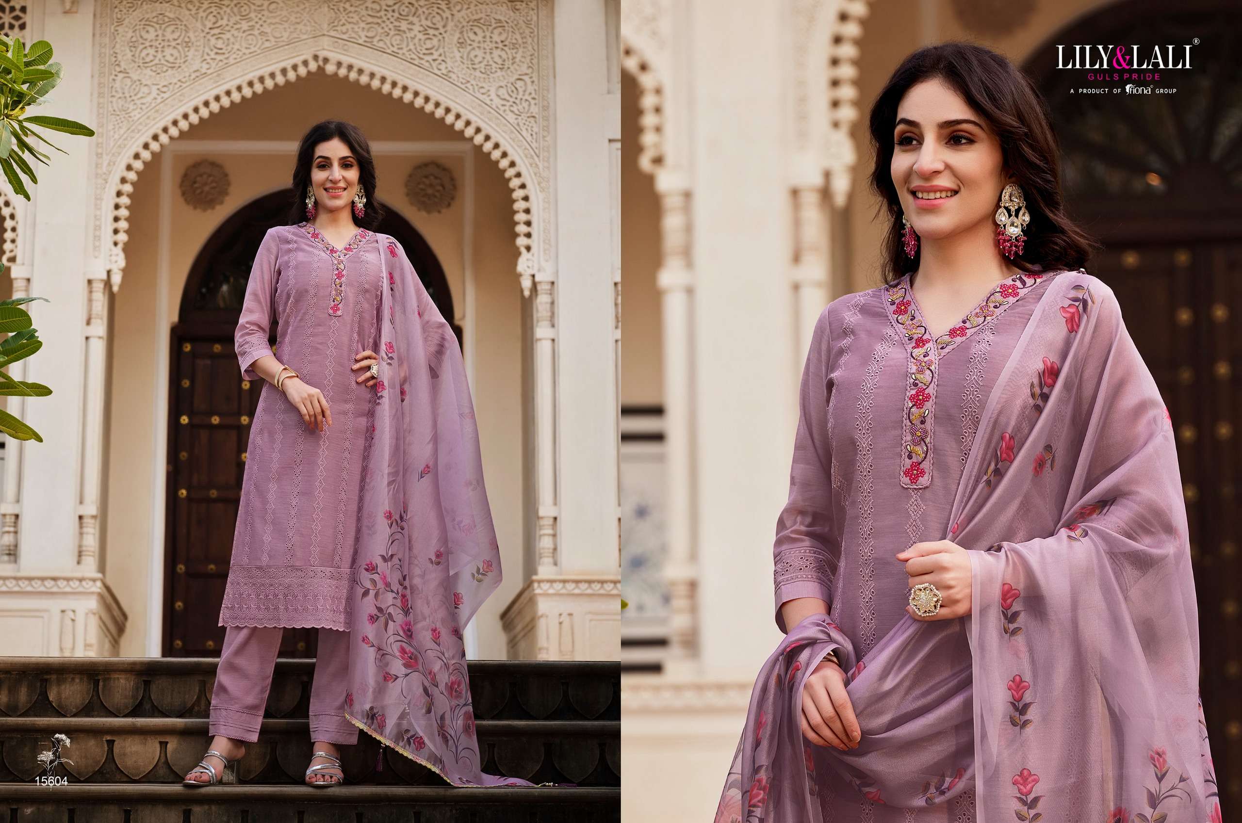 lily and lali lucknowi 3 Schiffli Work  look kurti  pant with dupatta catalog