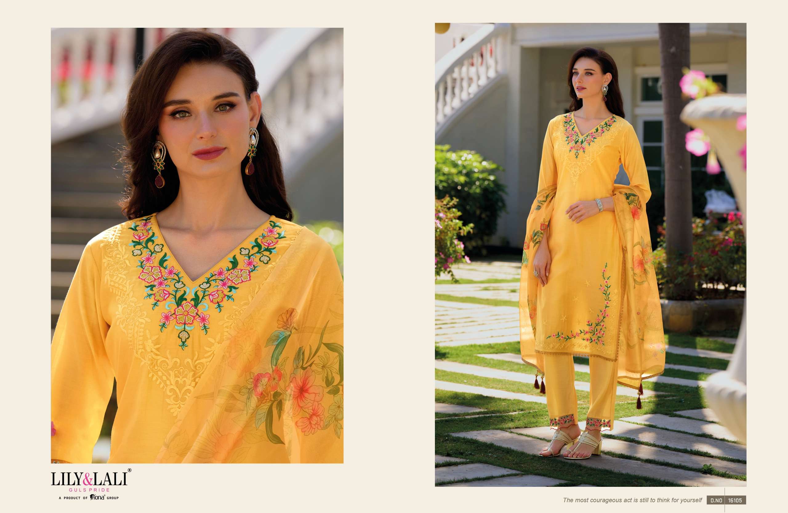 lily and lali navyaa silk cotton attrective look kurti  pant with dupatta catalog