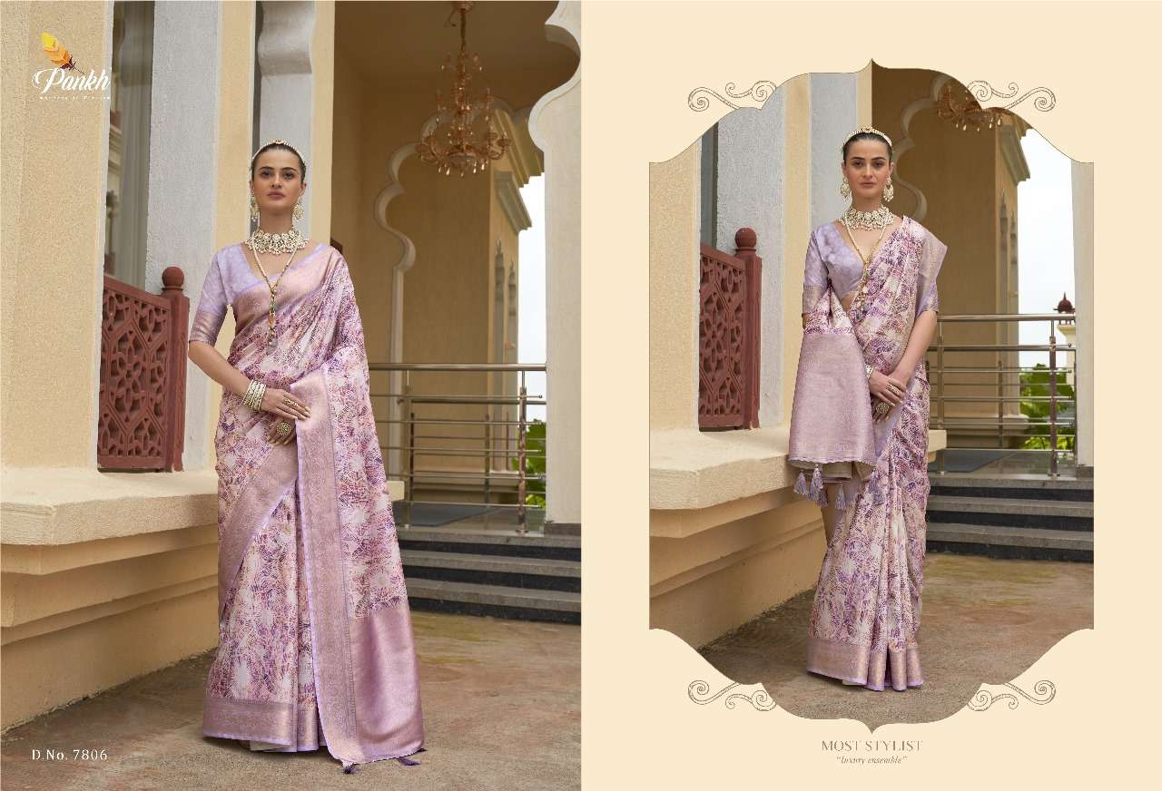 pink lotus pankh mohini beautiful look saree catalog