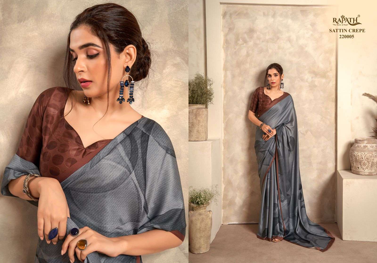 rajpath jasmine silk satin crep catchy look saree catalog