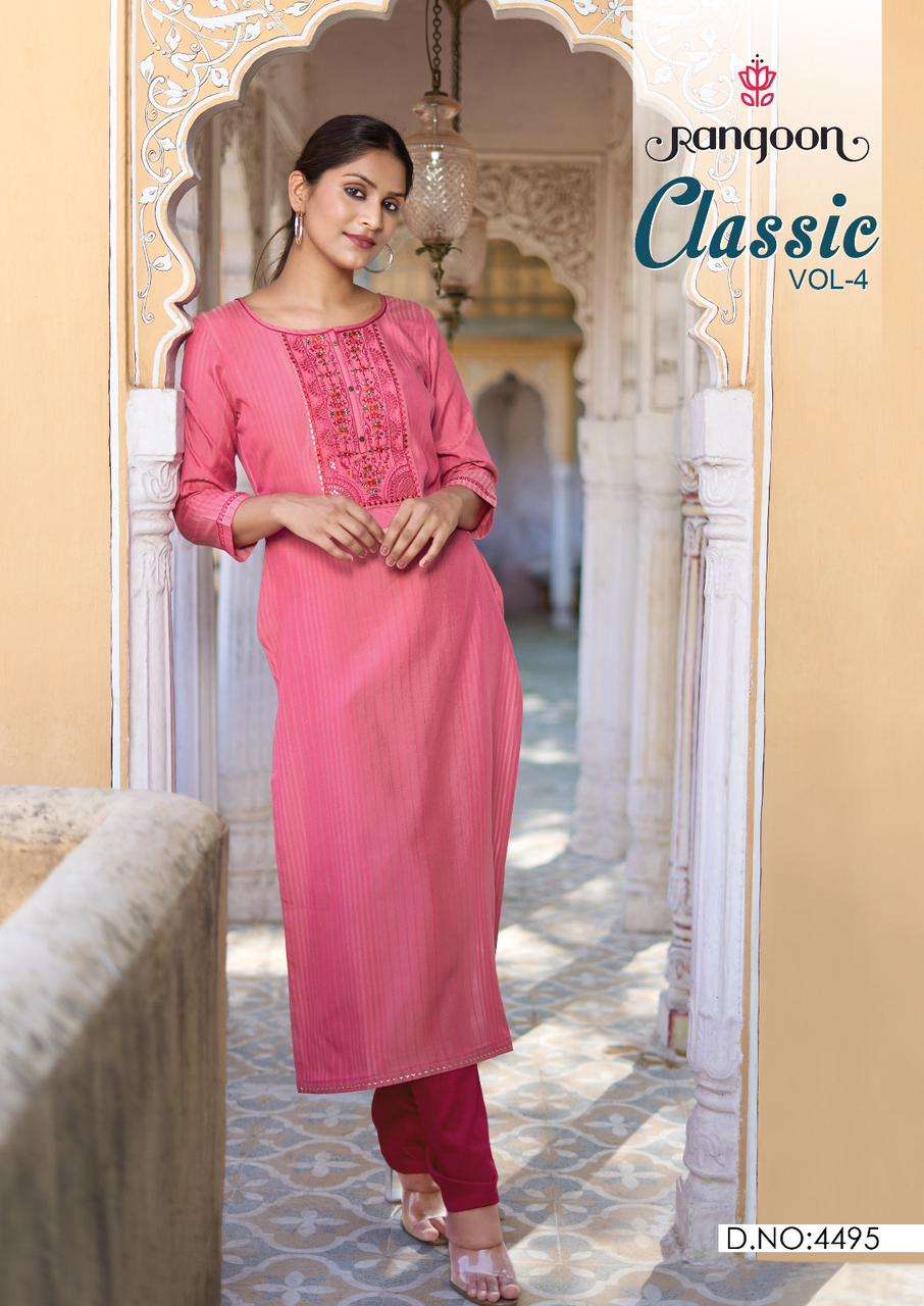 rangoon  classic vol 04  fancy silk grace ful look kurti catalog