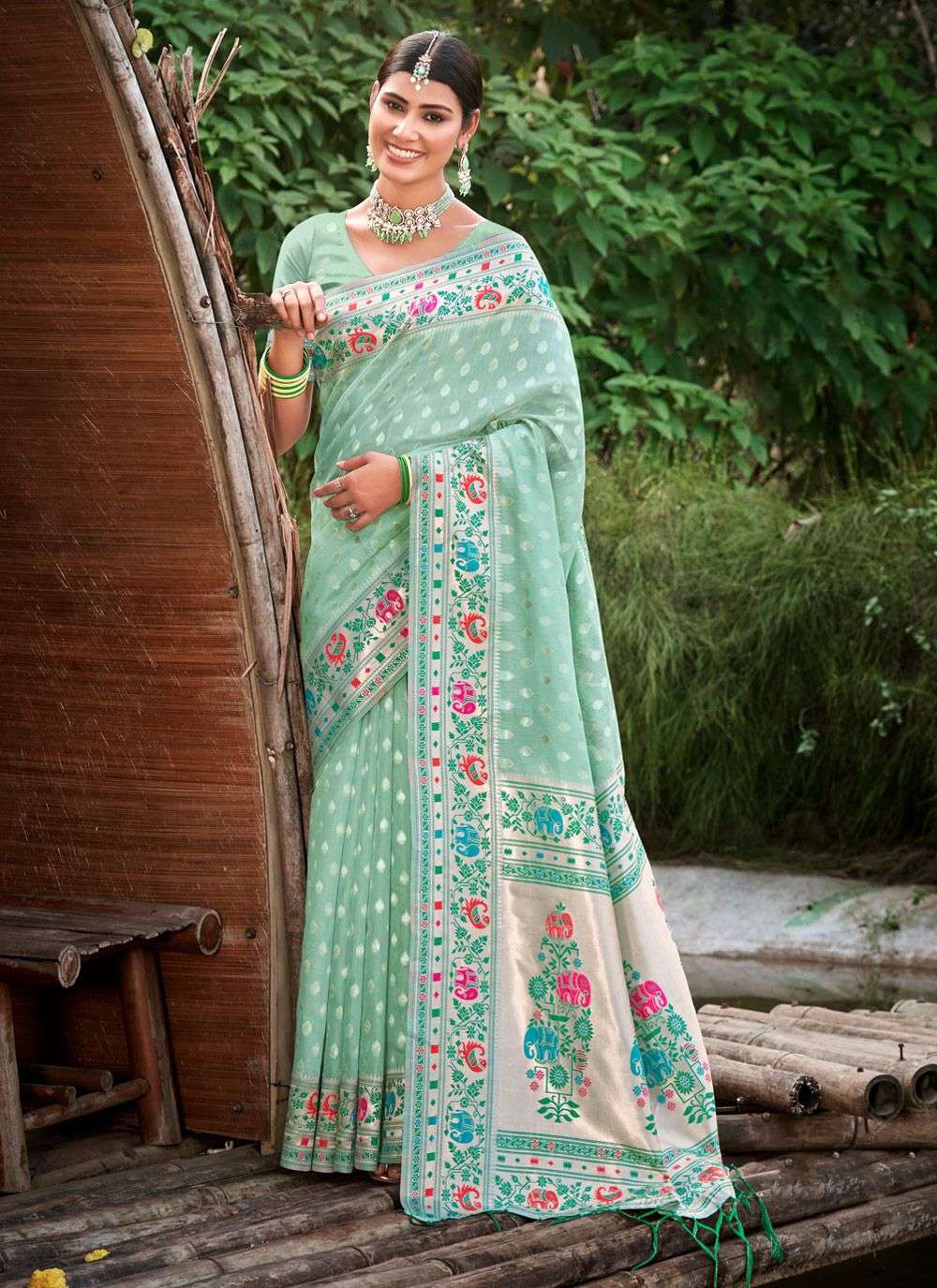 sangam prints bunawat mora piya Paithani Silk catchy look saree catalog