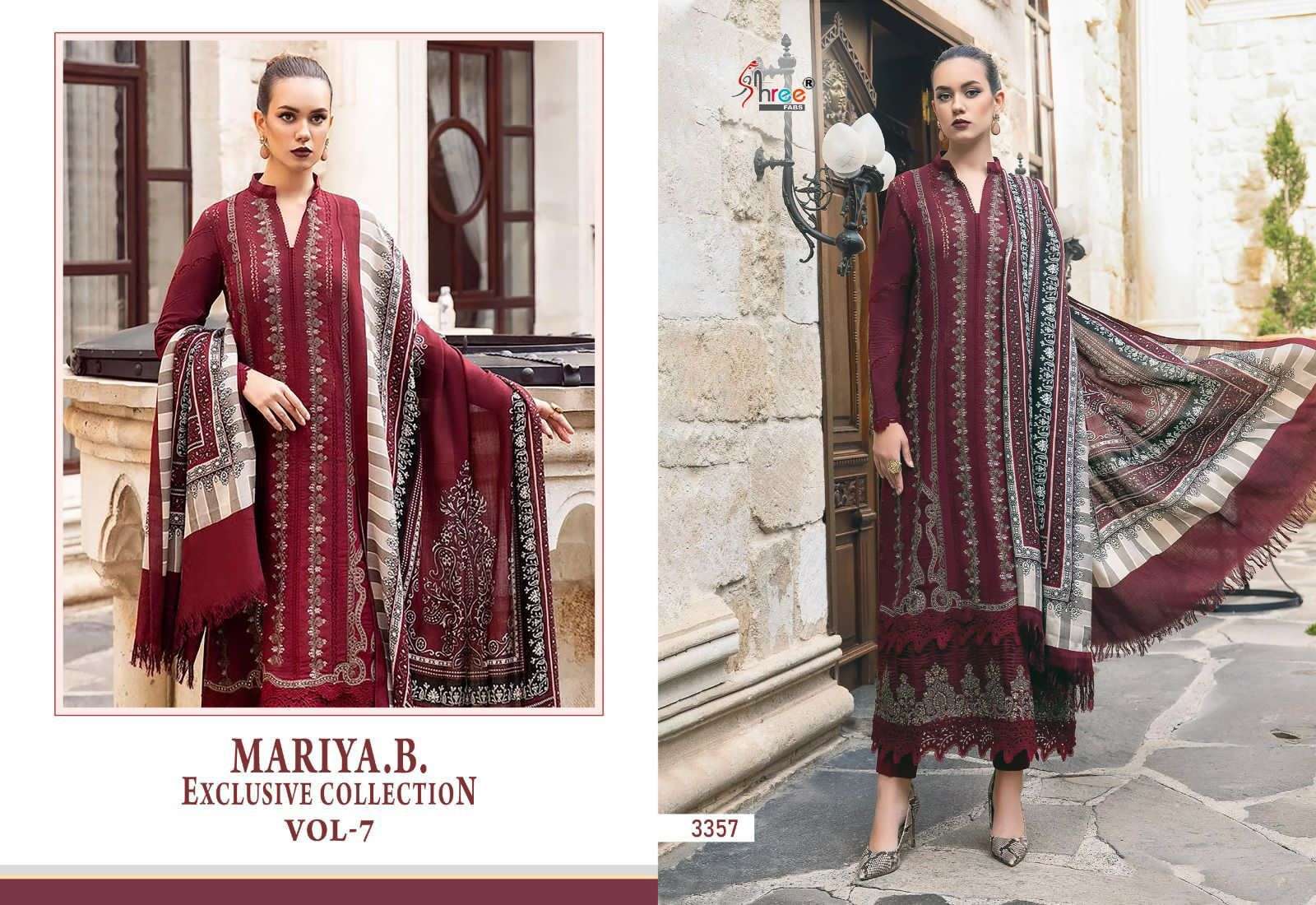shree fabs maria b exclusive collection vol 7 cotton decent look salwar suit with cotton duaptta catalog