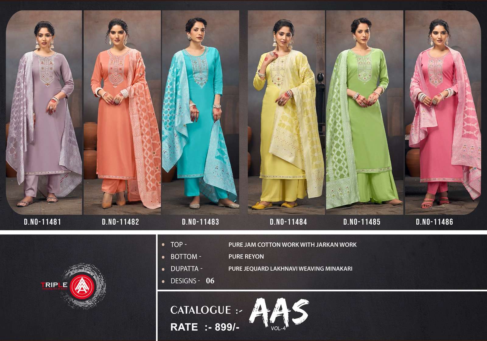 triple aas vol 4 jam cotton regal look salwar suit catalog