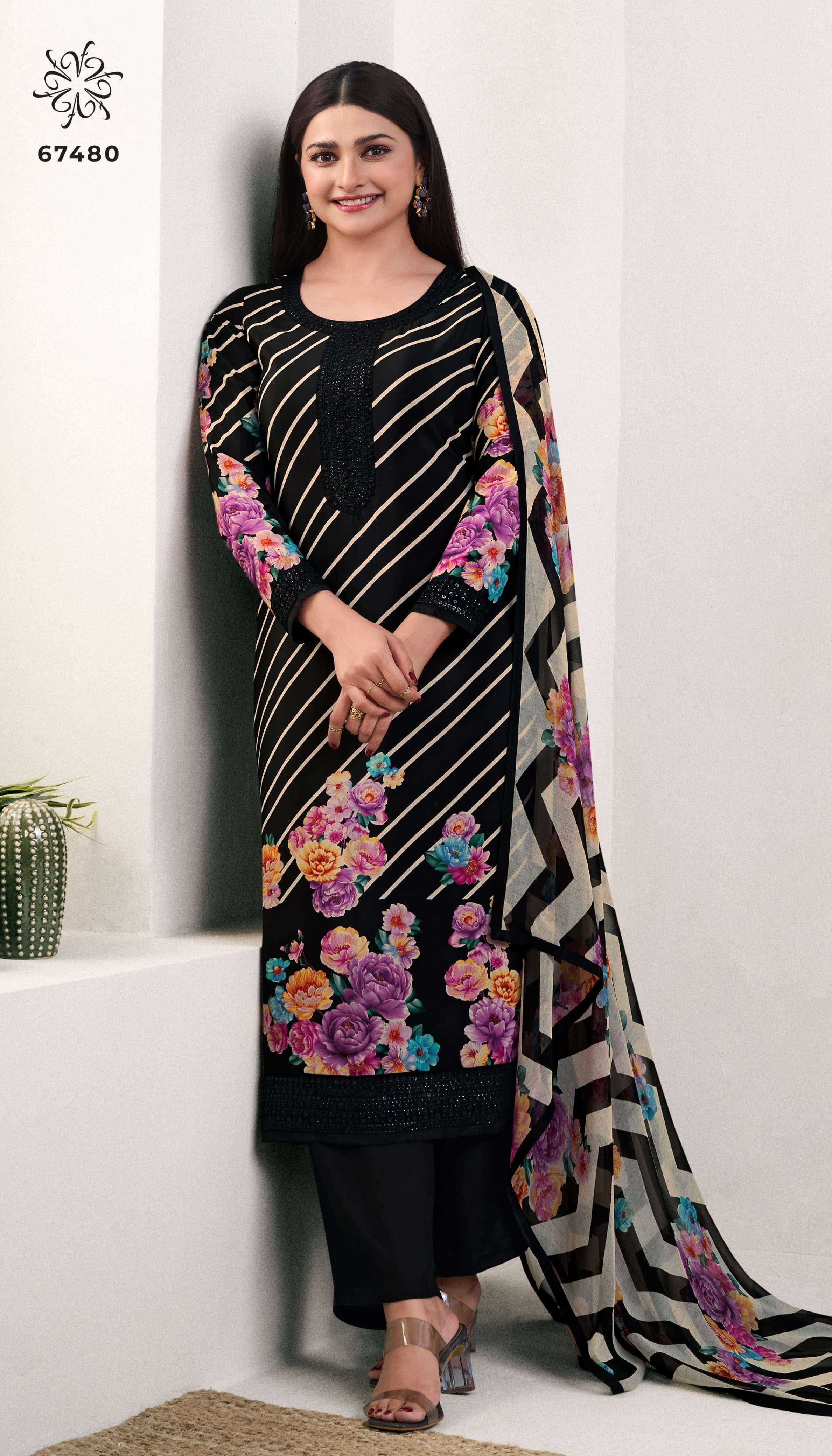 vinay fashion silkina royal crape 44 embroidery royal crape gorgeous look salwar suit catalog