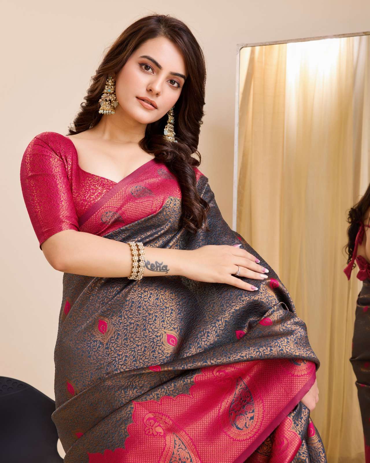 vivera international shreejee 3 banarsi silk innovative look saree catalog