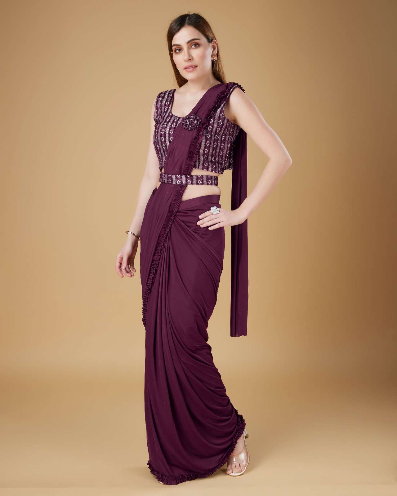 amoha trendz d no 101114 imported fabric party look saree catalog