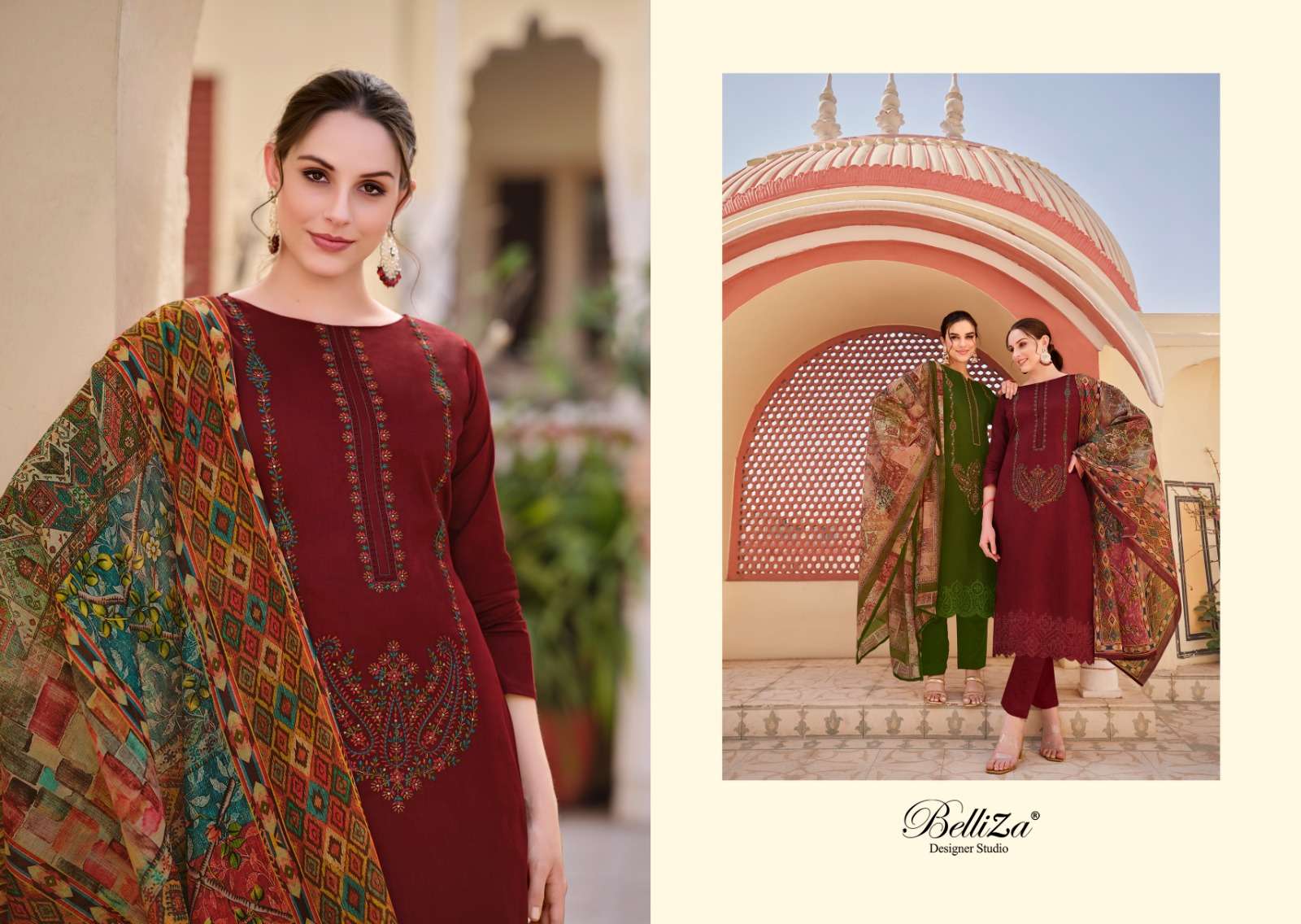 belliza designer studio jashn e ishq vol 3 jam  decent embroidery look salwar suit catalog