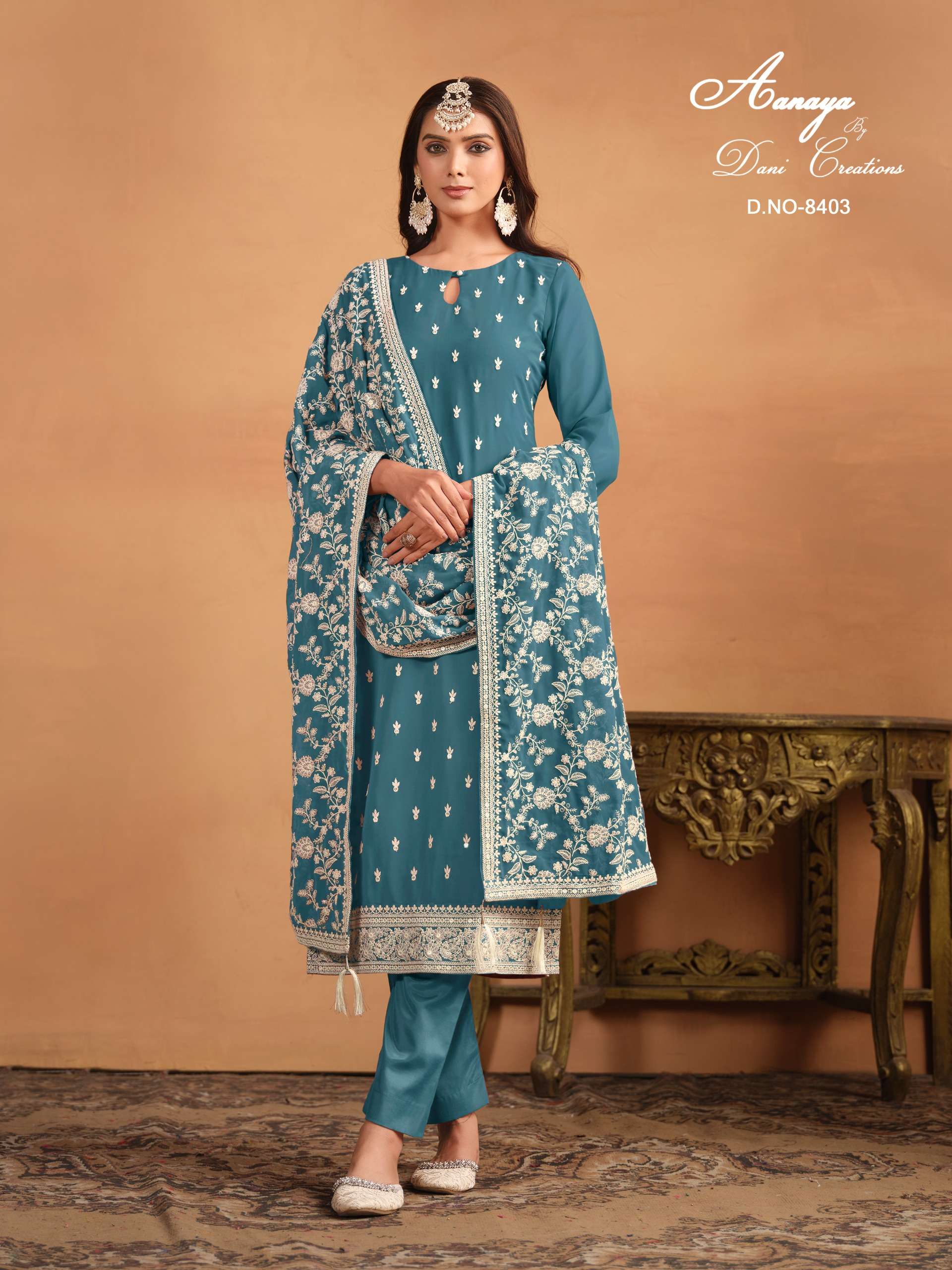 dani aanaya vol 184 faux georgrtte regal look salwar suit catalog