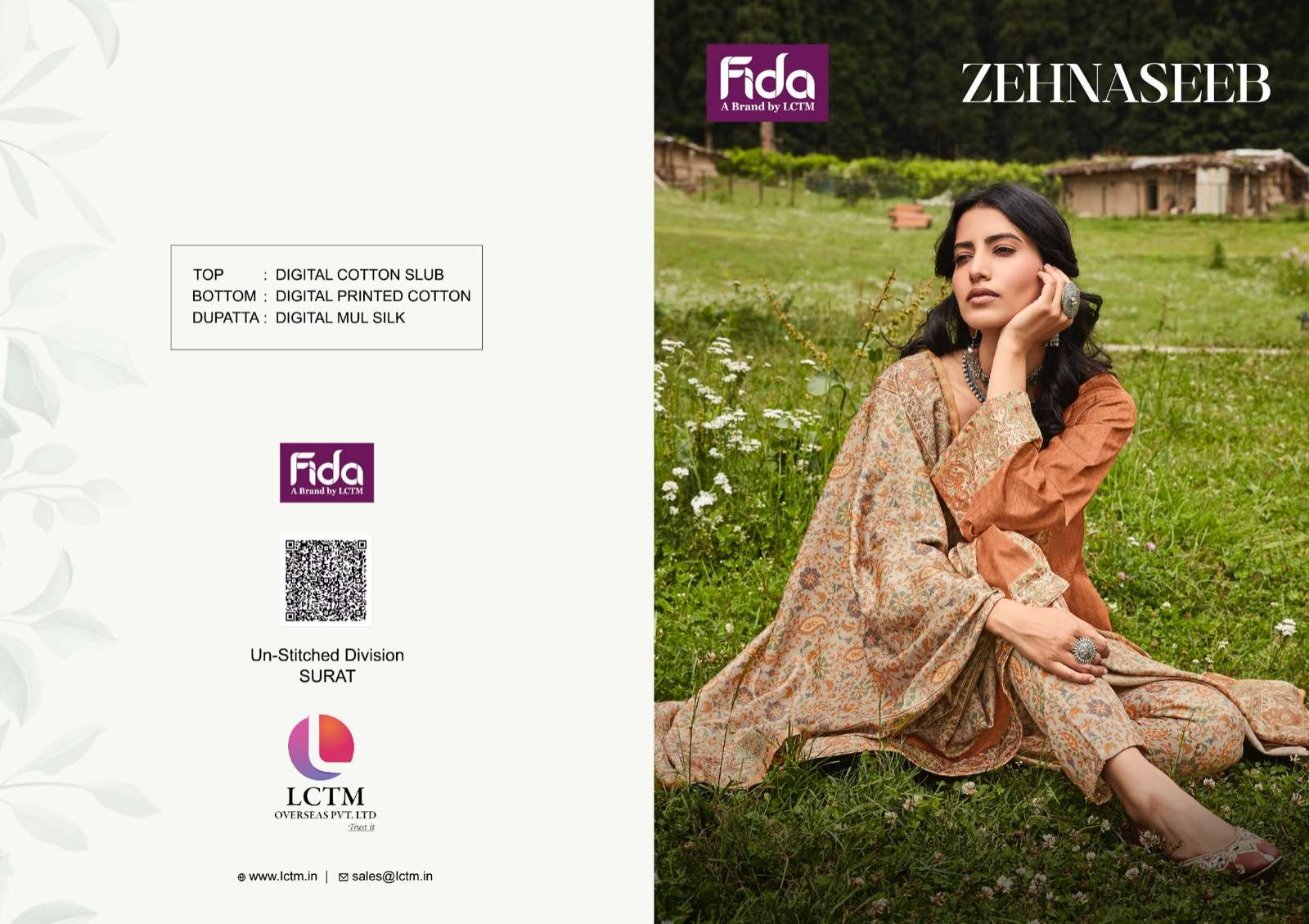 fida jehnaseeb digital cotton slub elegant salwar suit catalog