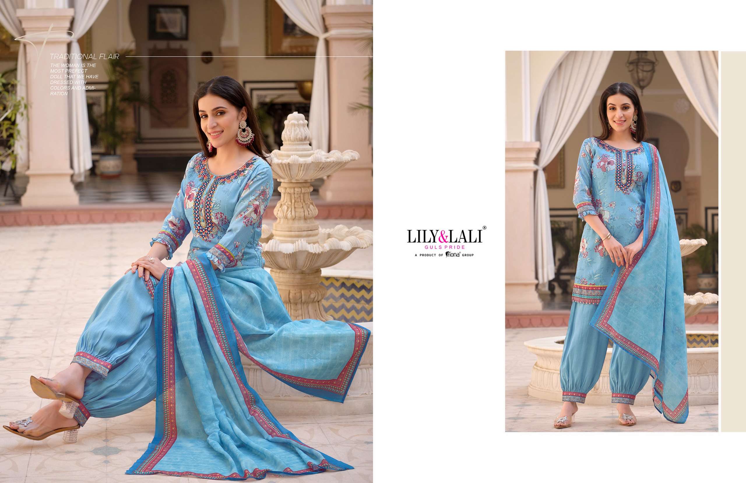 lily and lali mehnoor maslin silk innovative look kurti  pant with dupatta catalog