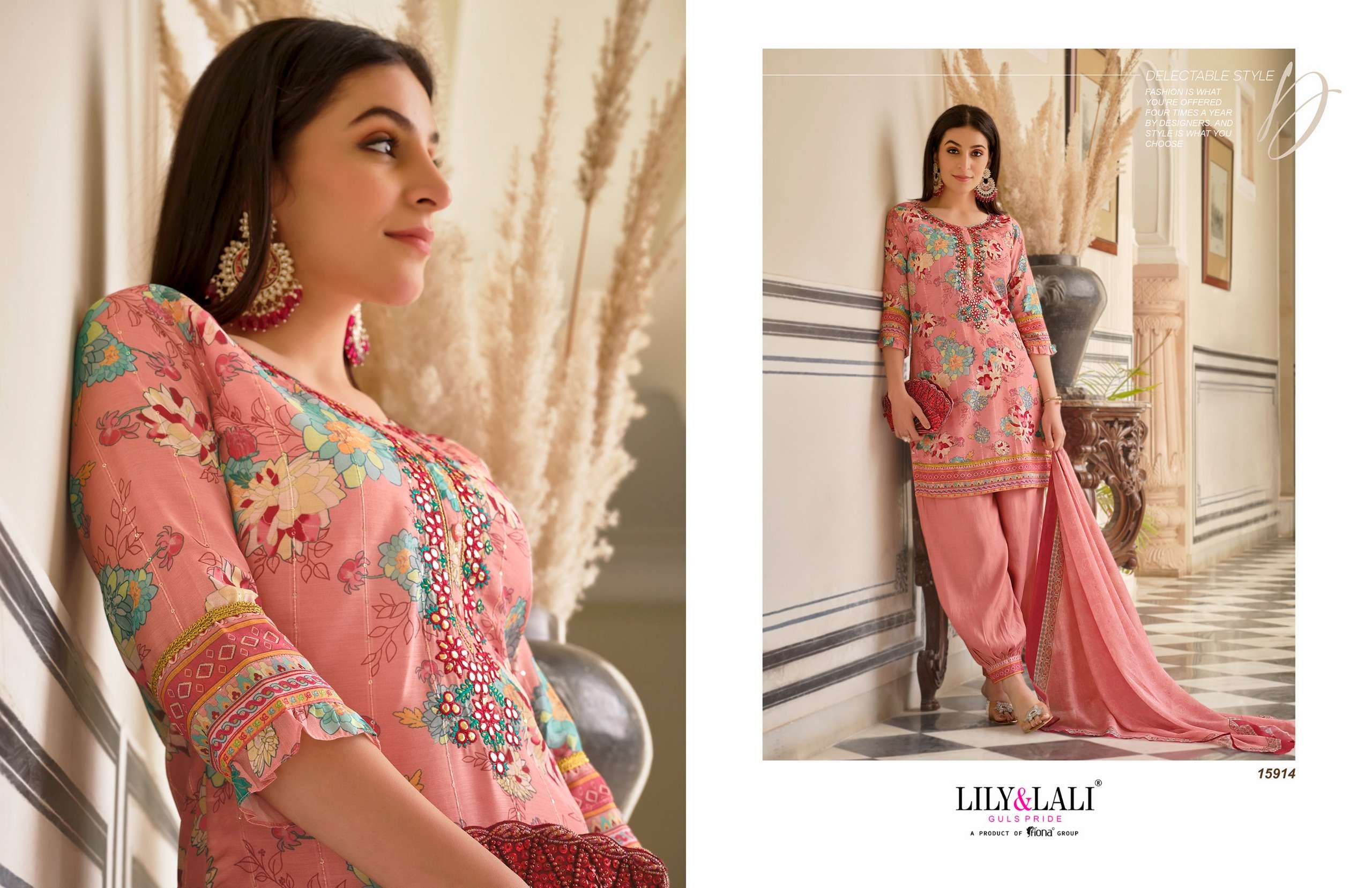 lily and lali mehnoor maslin silk innovative look kurti  pant with dupatta catalog