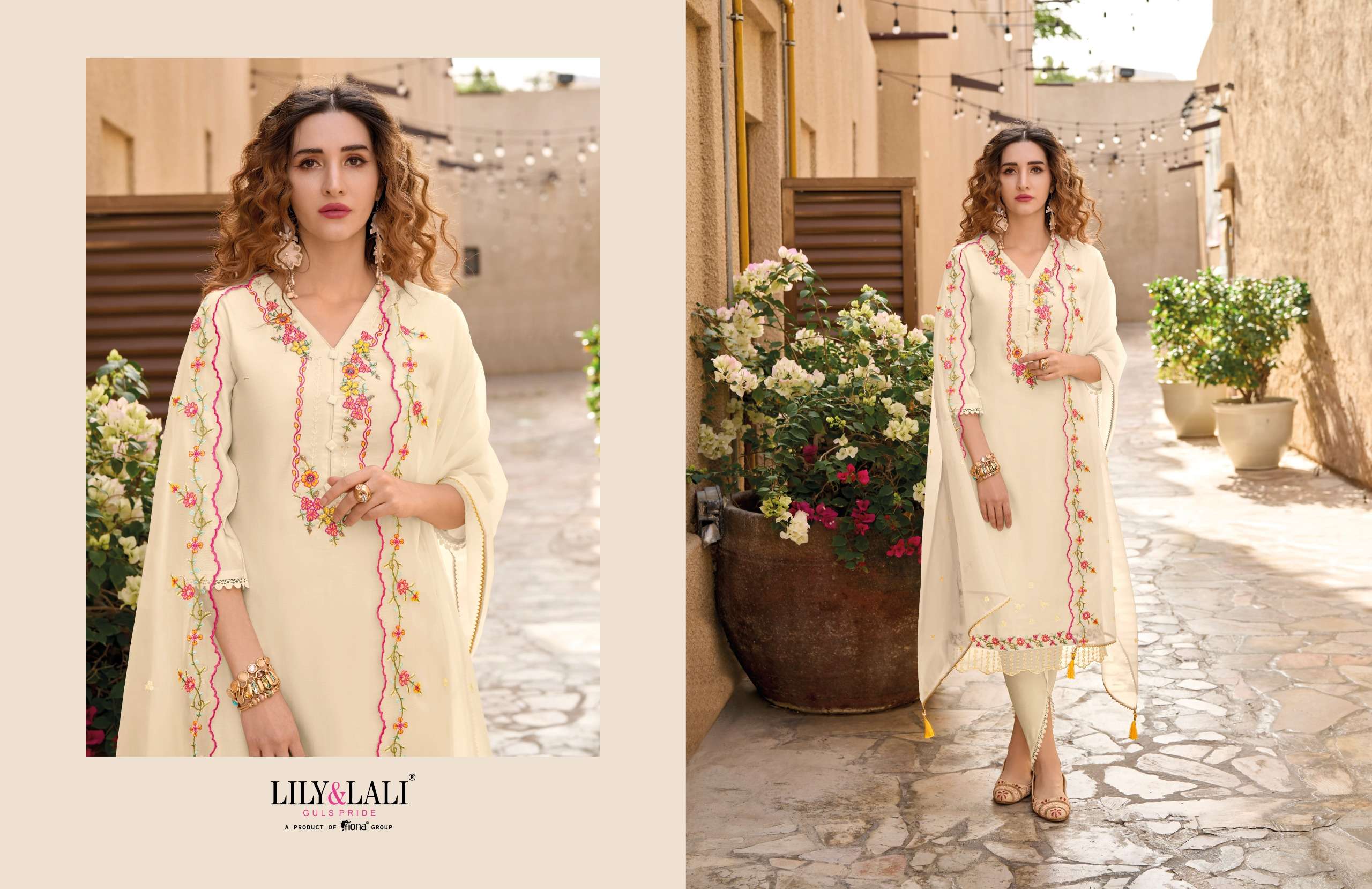 lily and lali miraan silk innovative look kurti  pant with dupatta catalog