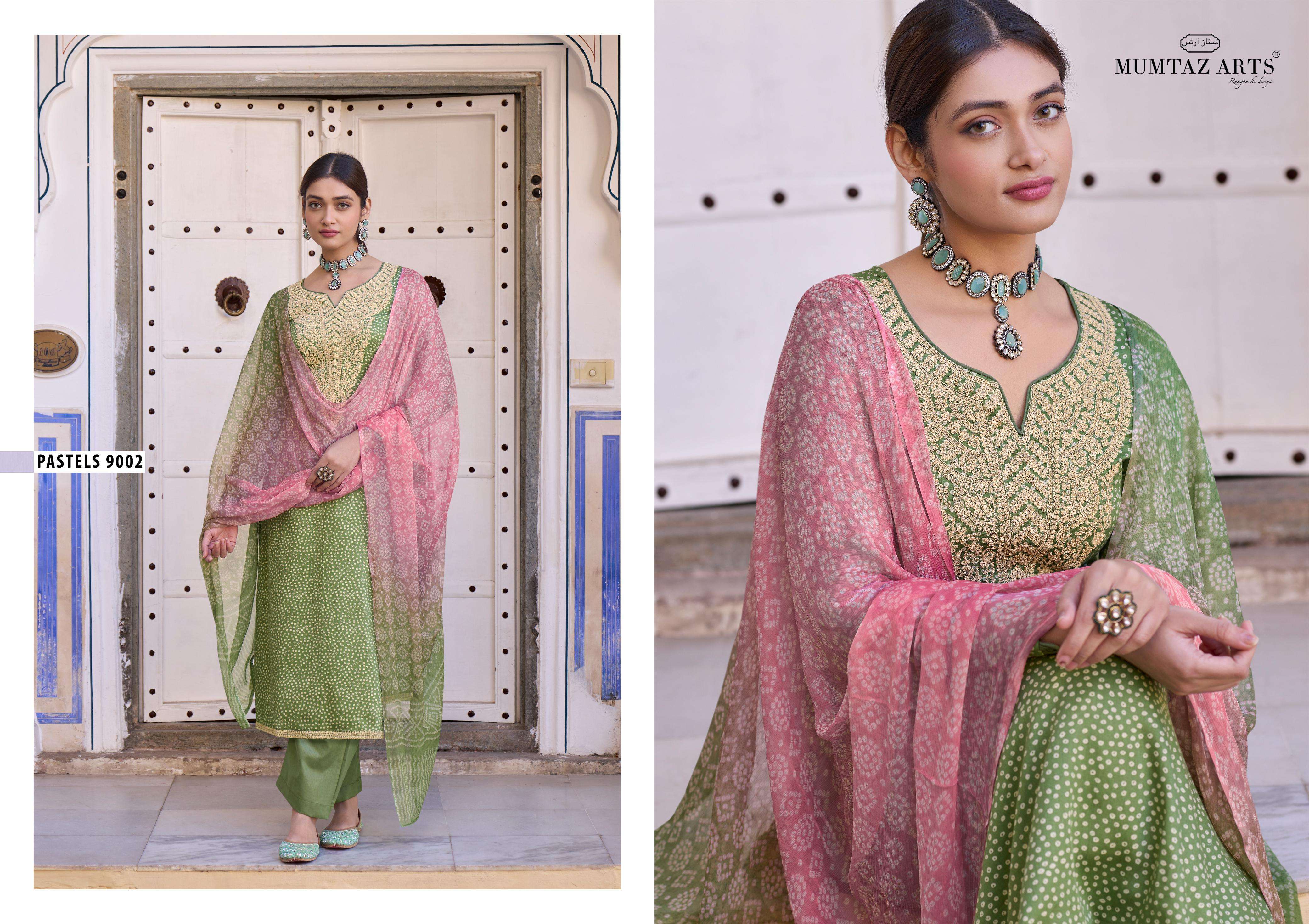 mumtaz arts pastels jam cottont attrective print salwar suit catalog