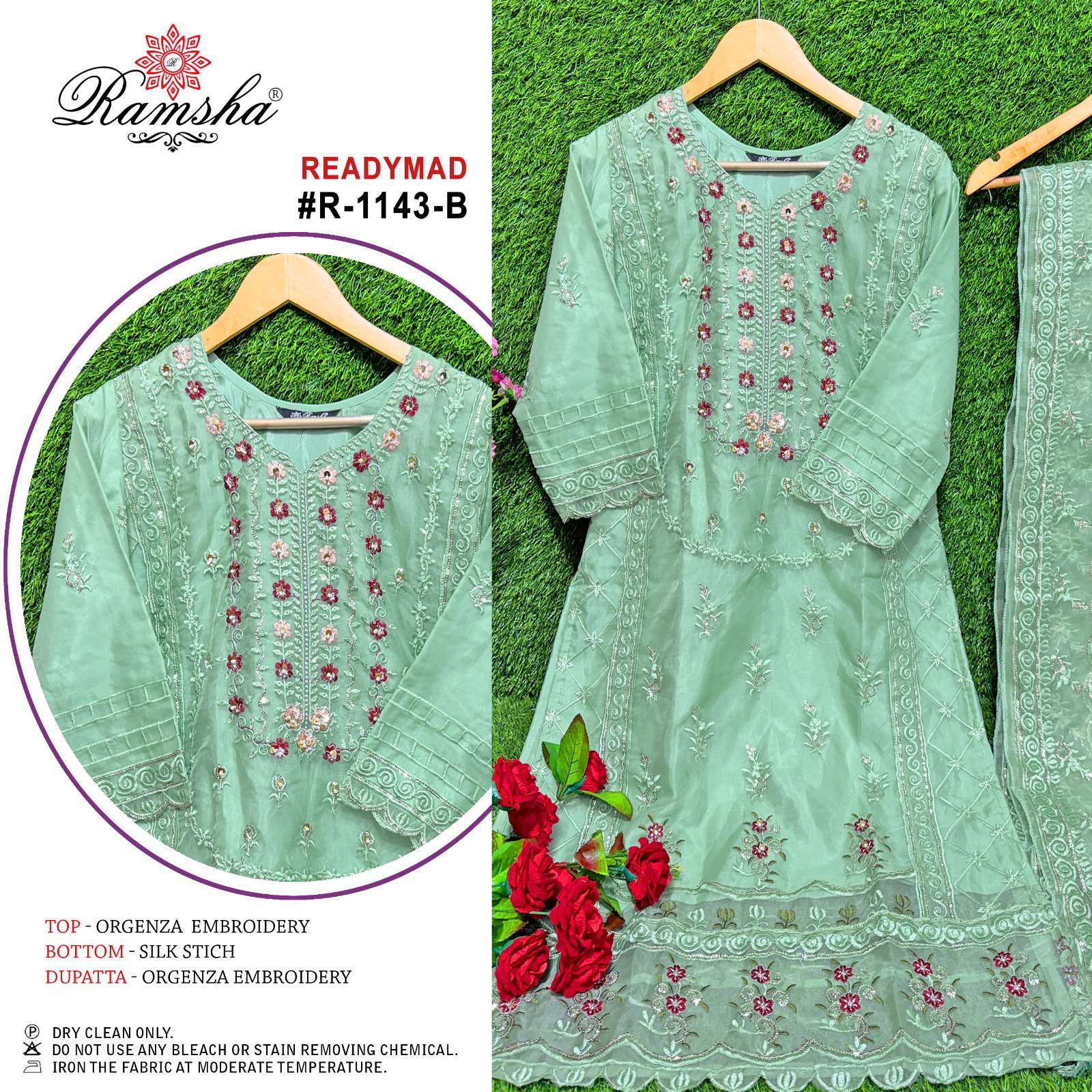 ramsha r 1143nx orgenza attrective  look salwar suit size set