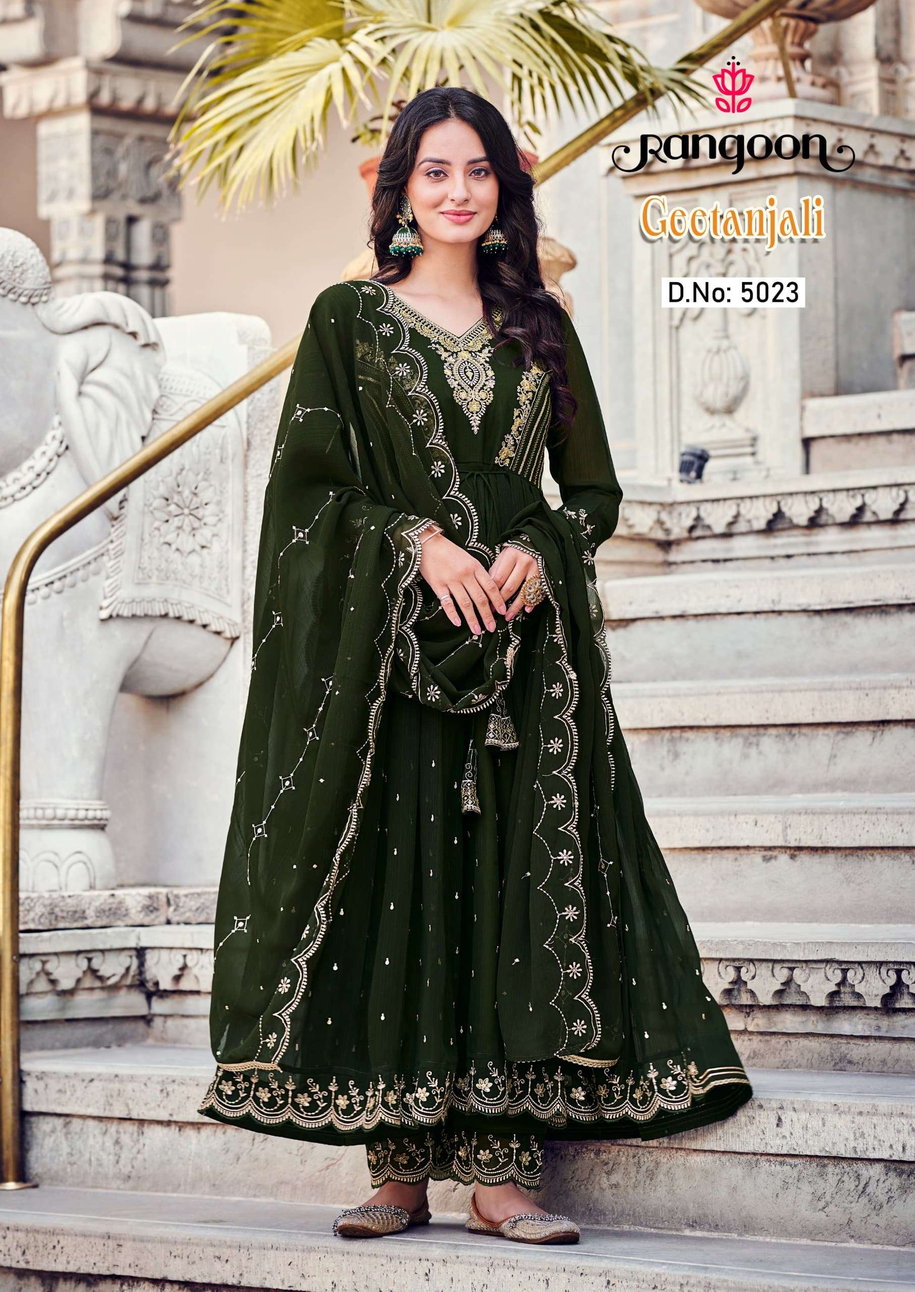 rangoon geetanjali silk gorgeous look top bottom with dupatta catalog