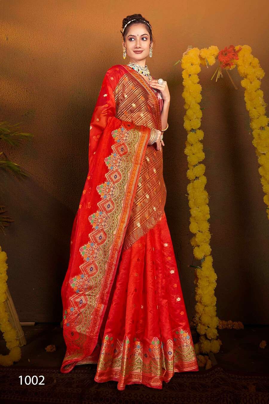 saroj saree sitaraa 4 organza silk attrctive look saree catalog