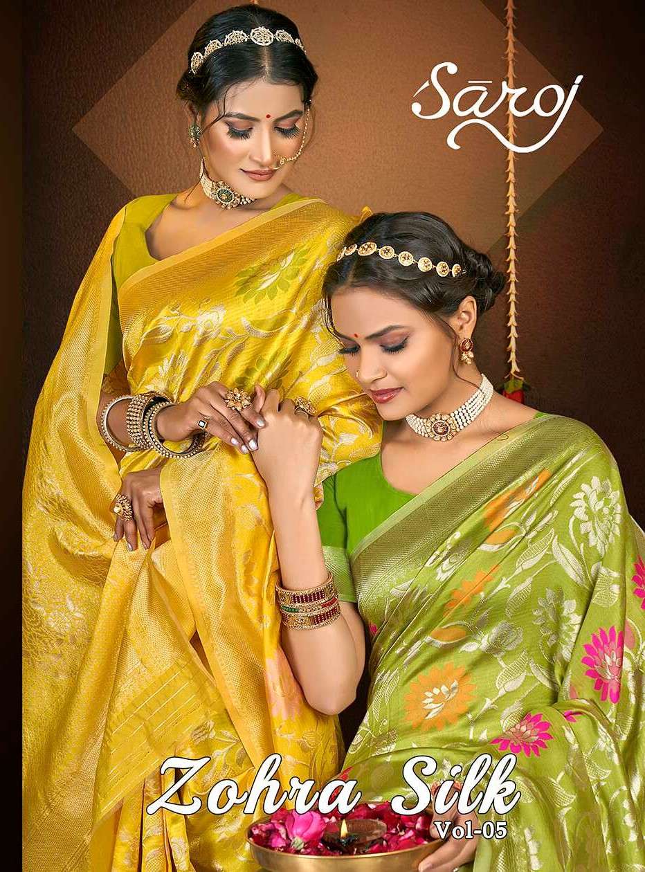 saroj saree zohra silk 5 soft silk decent look saree catalog