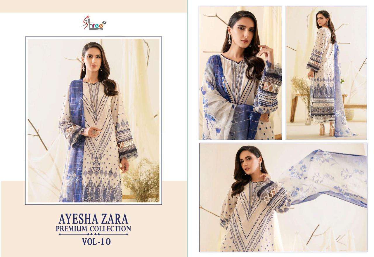 shree fabs ayesha zara  premium collection vol 10 cotton catchy look salwar suit  with cotton dupatta catalog