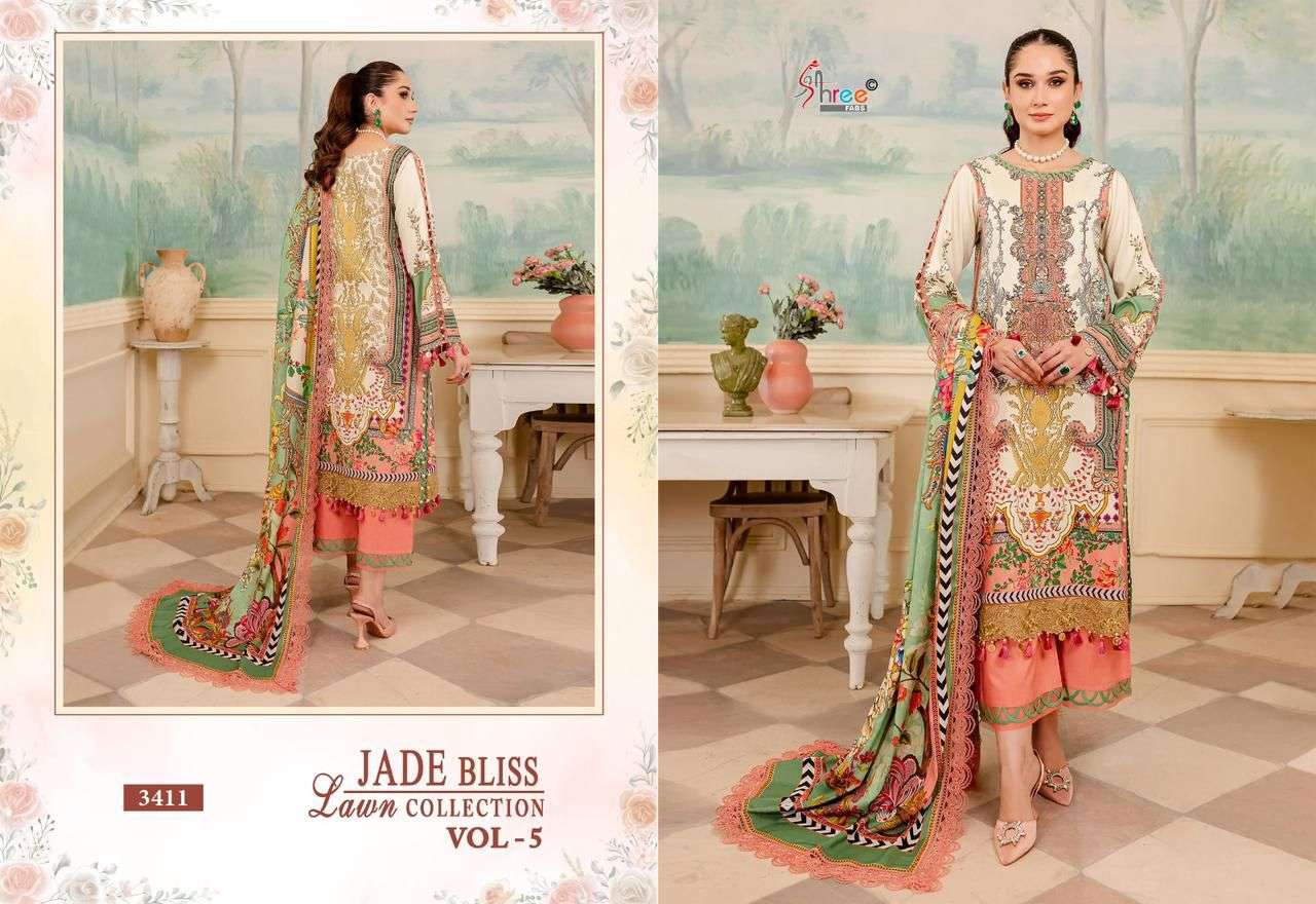shree fabs jade bliss lawn collection vol 5 pure cotton catchy look salwar suit with siffon dupatta catalog