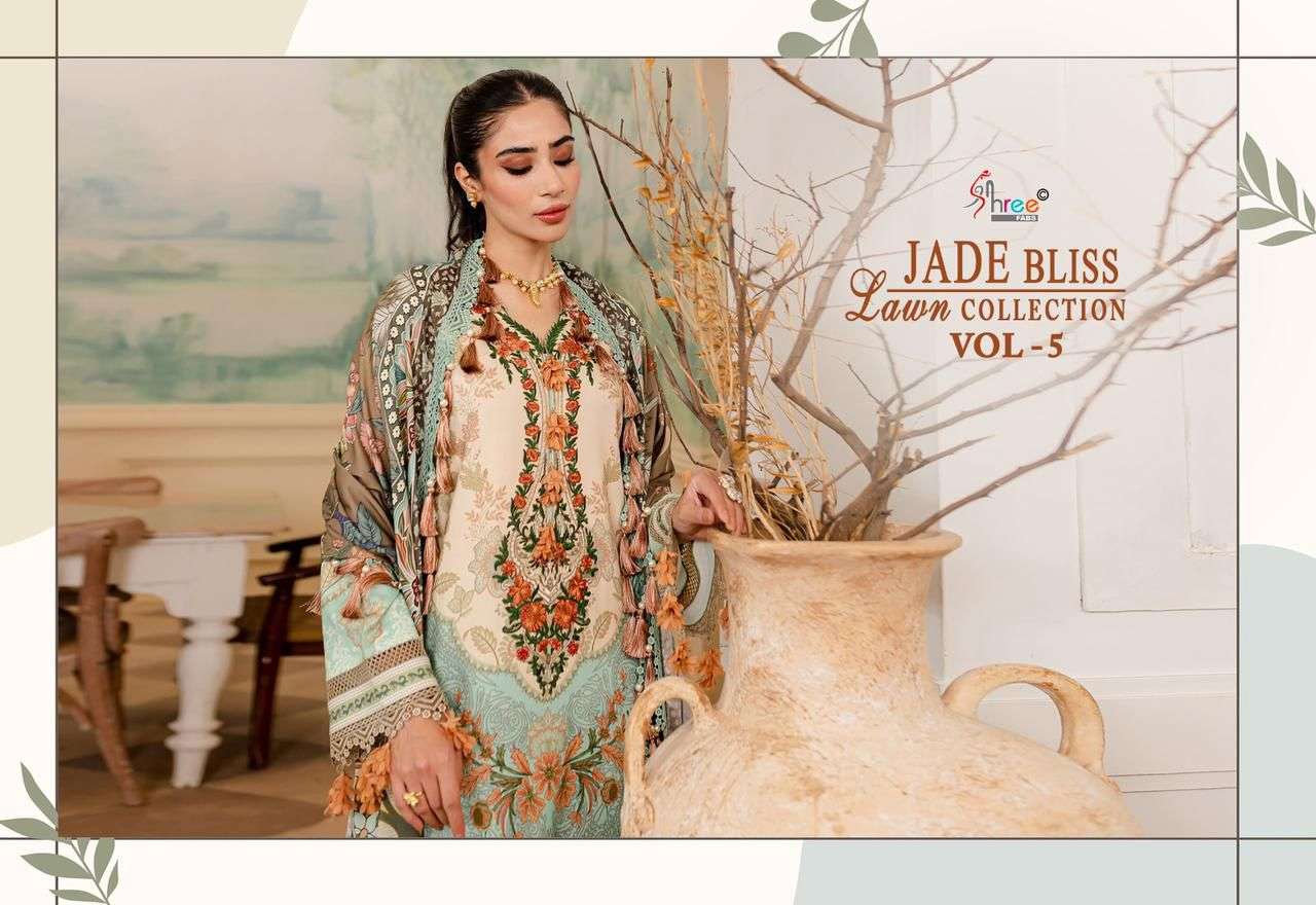 shree fabs jade bliss lawn collection vol 5 pure cotton catchy look salwar suit with siffon dupatta catalog