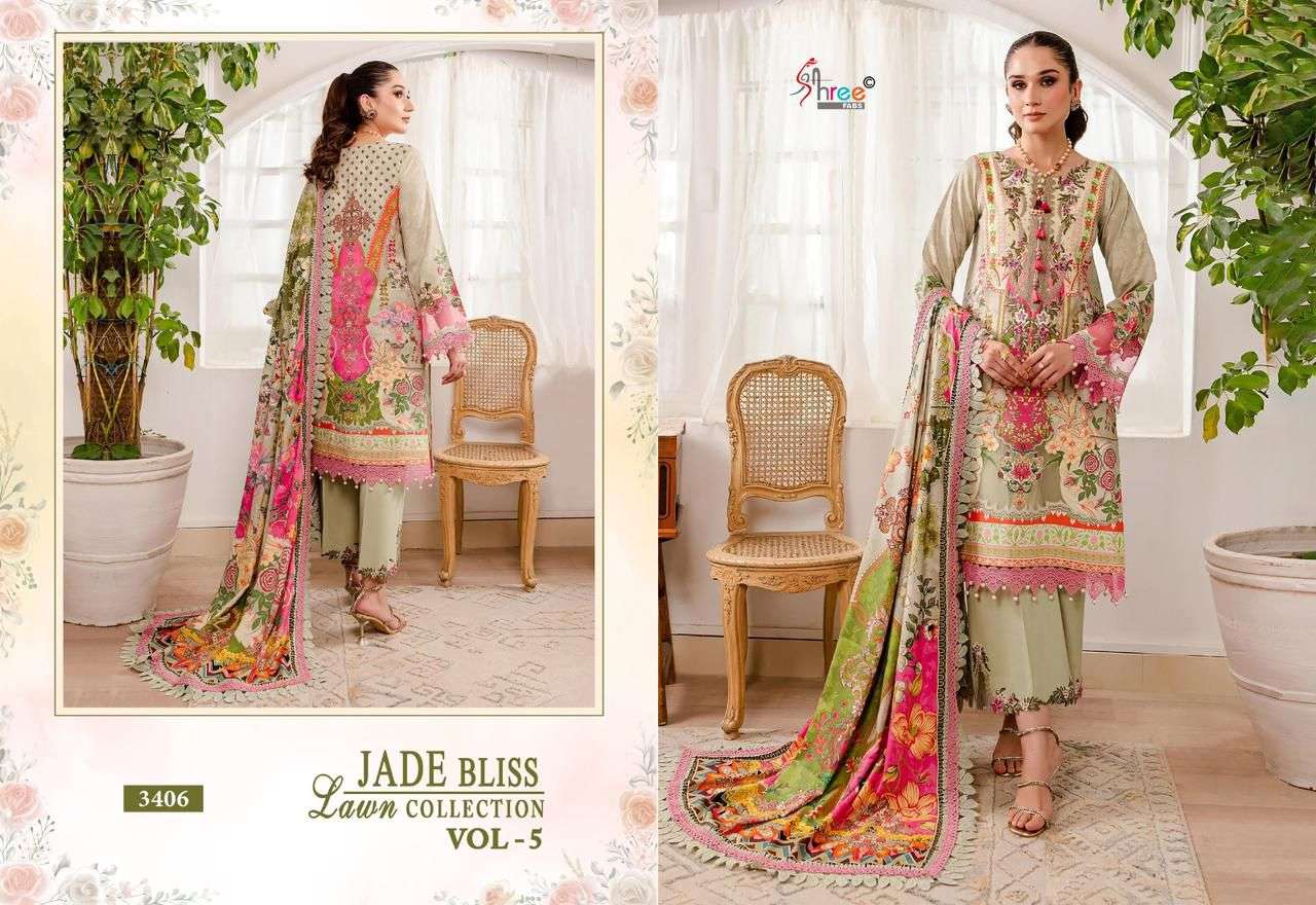 shree fabs jade bliss lawn collection vol 5 pure cotton regal look salwar suit with cotton dupatta catalog