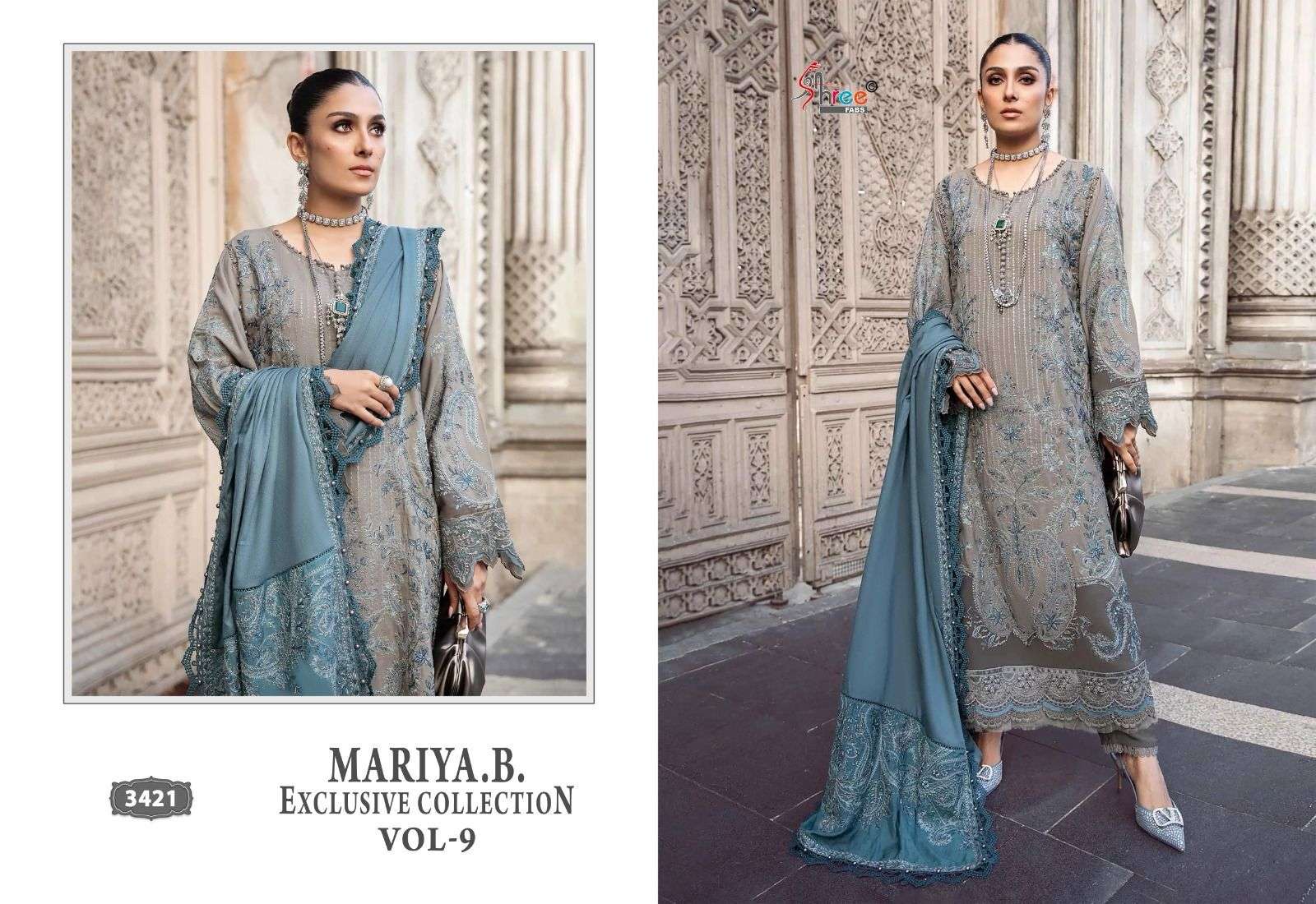 shree fabs maria b exclusive vol 9 gorgeous look salwar suit cotton dupatta catalog