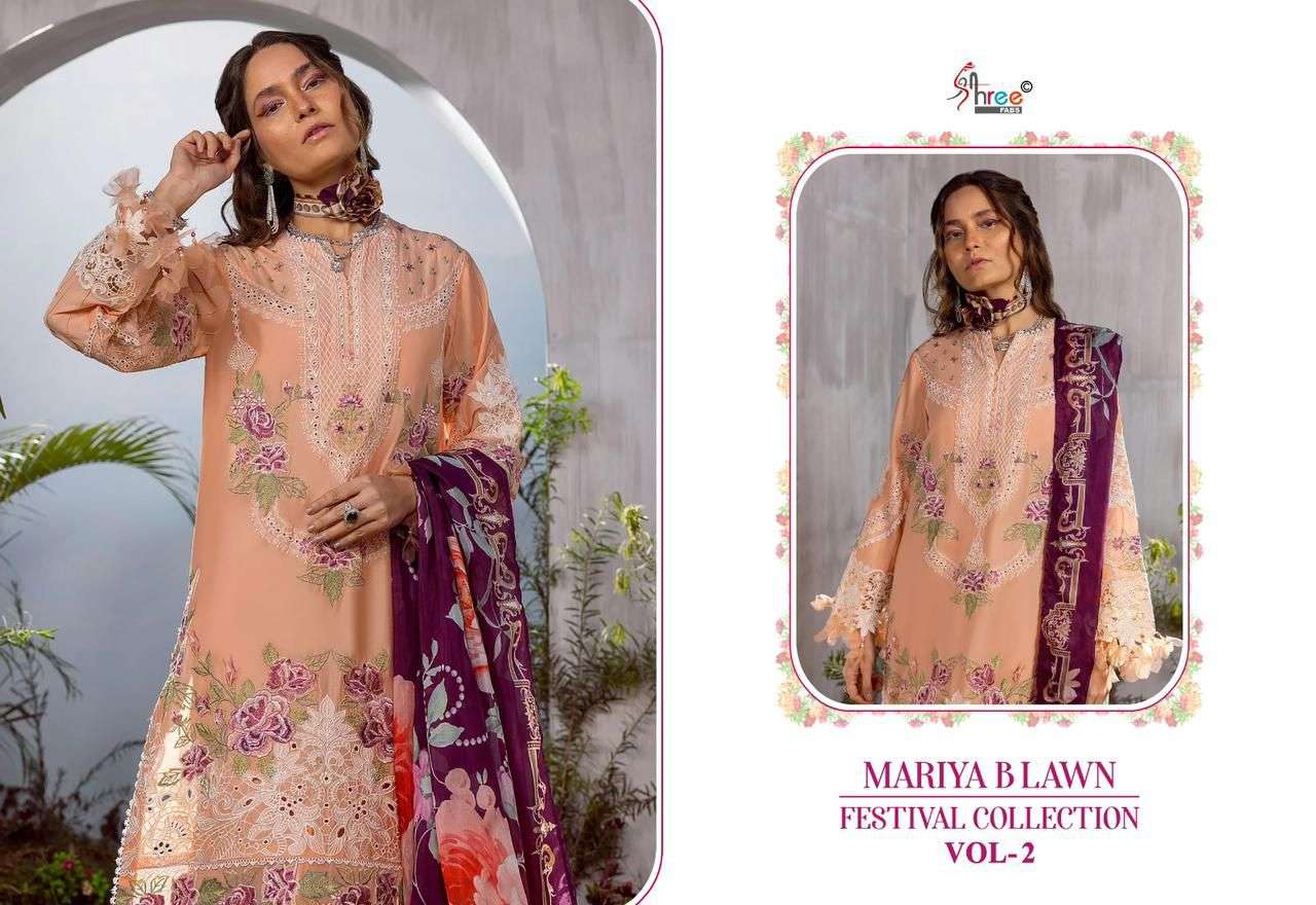 shree fabs  mariya b lawn festival collection vol 2 lawn cotton attractive look salwar suit with cotton dupatt catalog