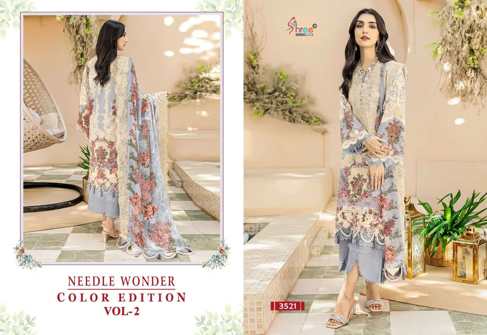 shree fabs needle wonder colour edition vol 2  cotton gorgeous look salwar suit with cotton dupatta  catalog