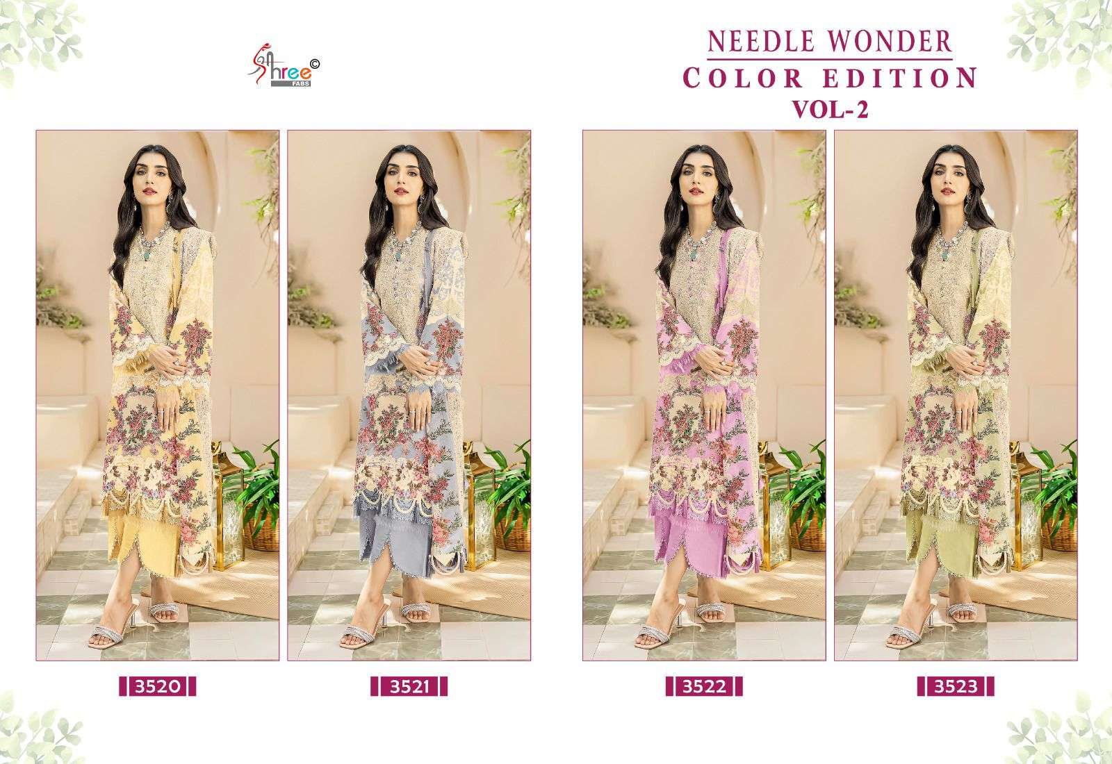 shree fabs needle wonder colour edition vol 2  cotton gorgeous look salwar suit with cotton dupatta  catalog