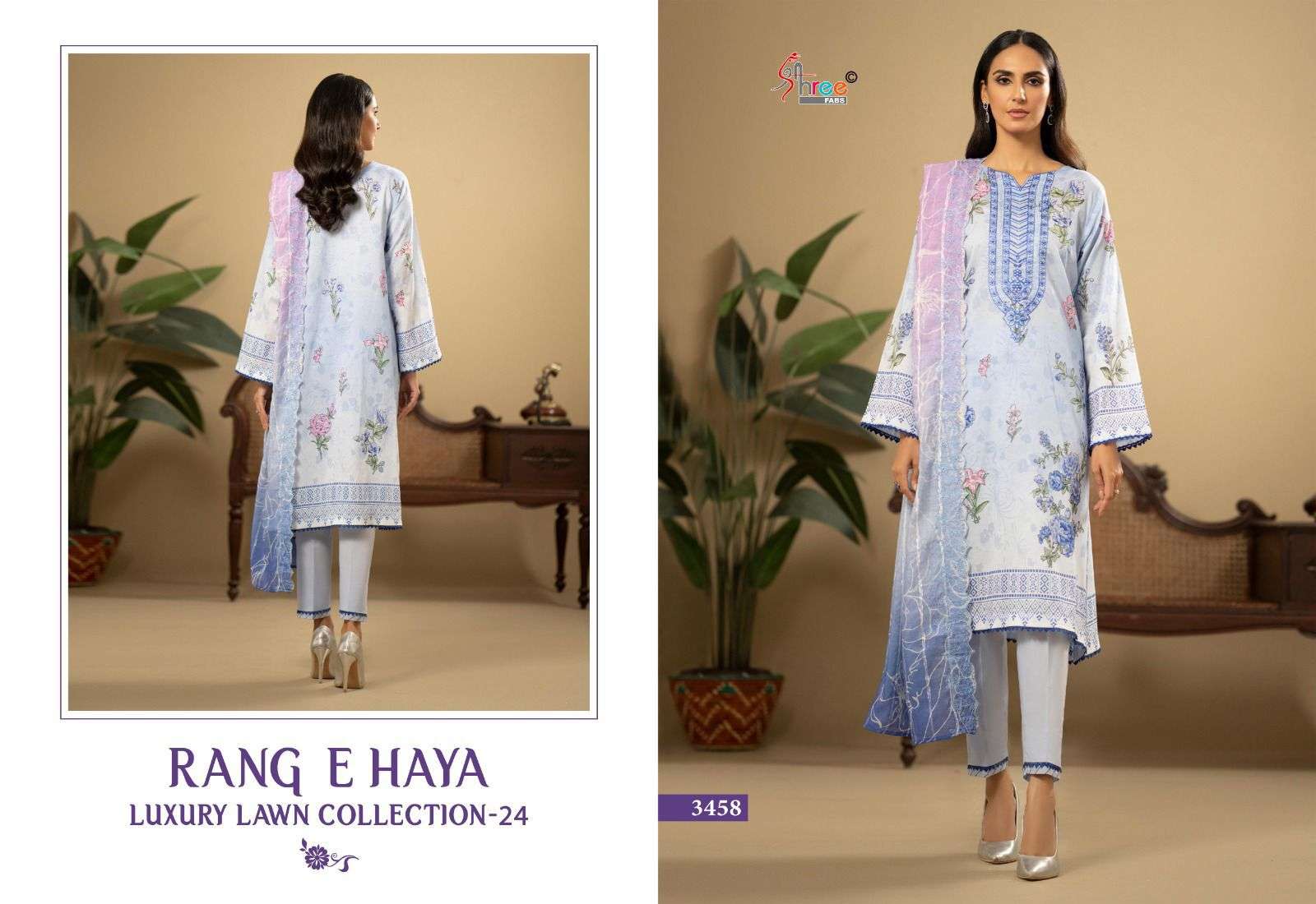 shree fabs rang e haya luxury lawn collection vol 01 cotton exclusive print with siffion dupatta catalog
