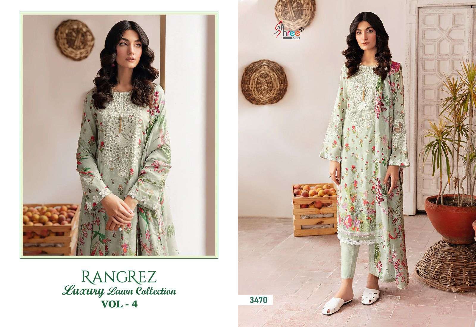 shree fabs rangrez luxcury lawn collection vol 4 graceful look salwar suit cotton dupatta  catalog