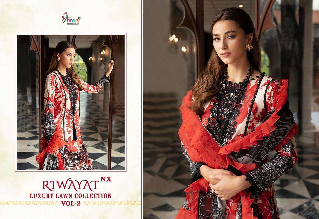 shree fabs riwayat luxury lawn collection vol 2 nx lown cotton exclusive print salwar suit with cotton dupatta catalog