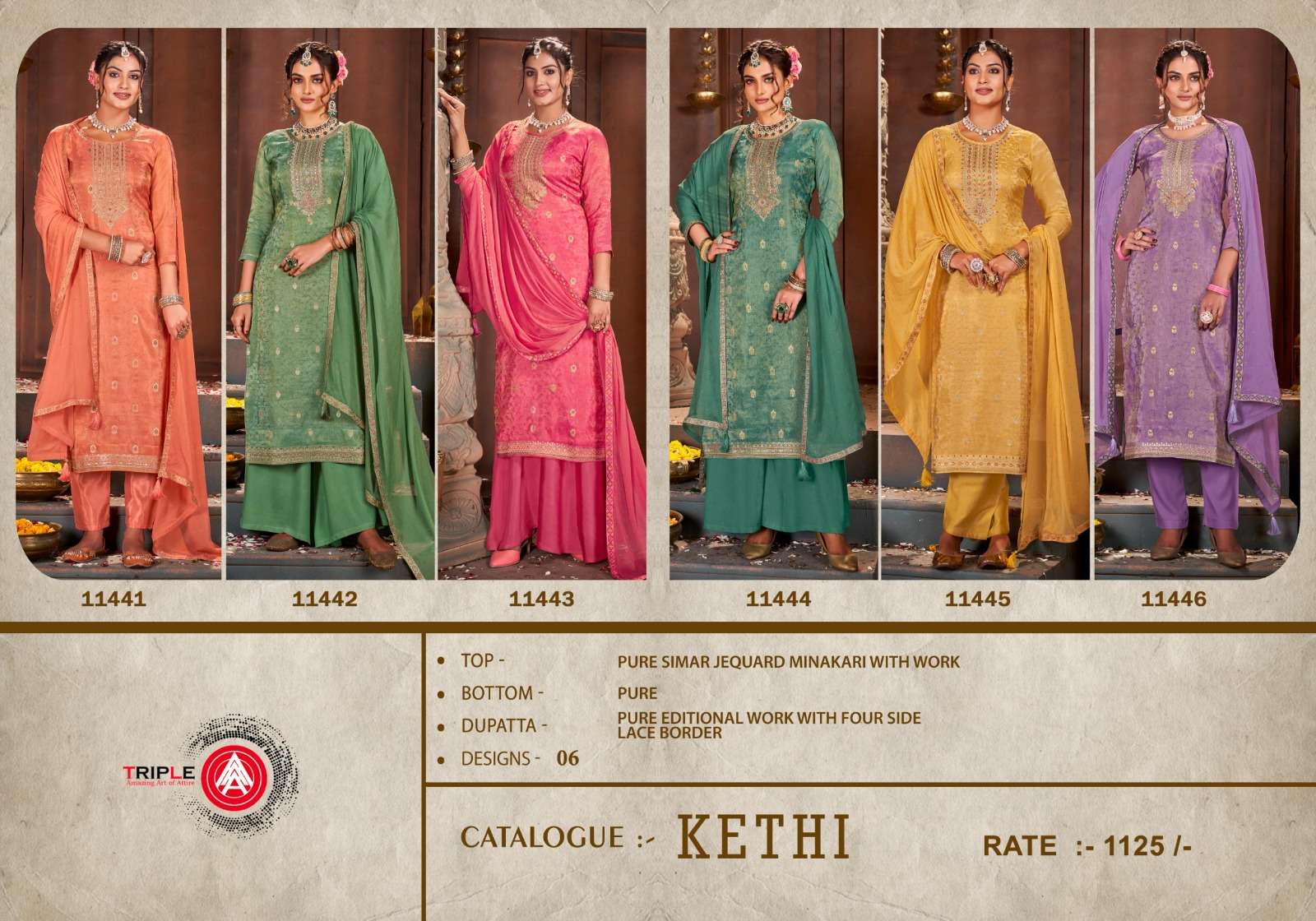 triple aaa kethi simar jequard innovative look salwar suit catalog