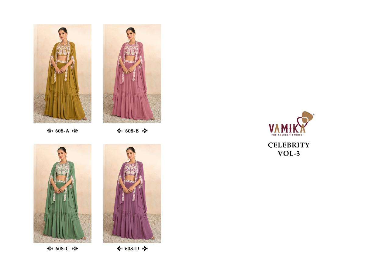 vamika celebrity vol 3 pure bsy fiona malai silk elegant look lehngha catalog