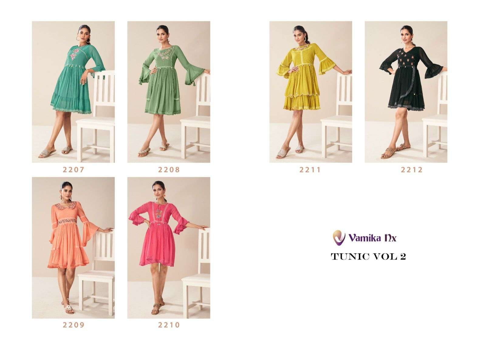 vamika tunic collection  vol 2 fox georgette new and moderl look tops catalog