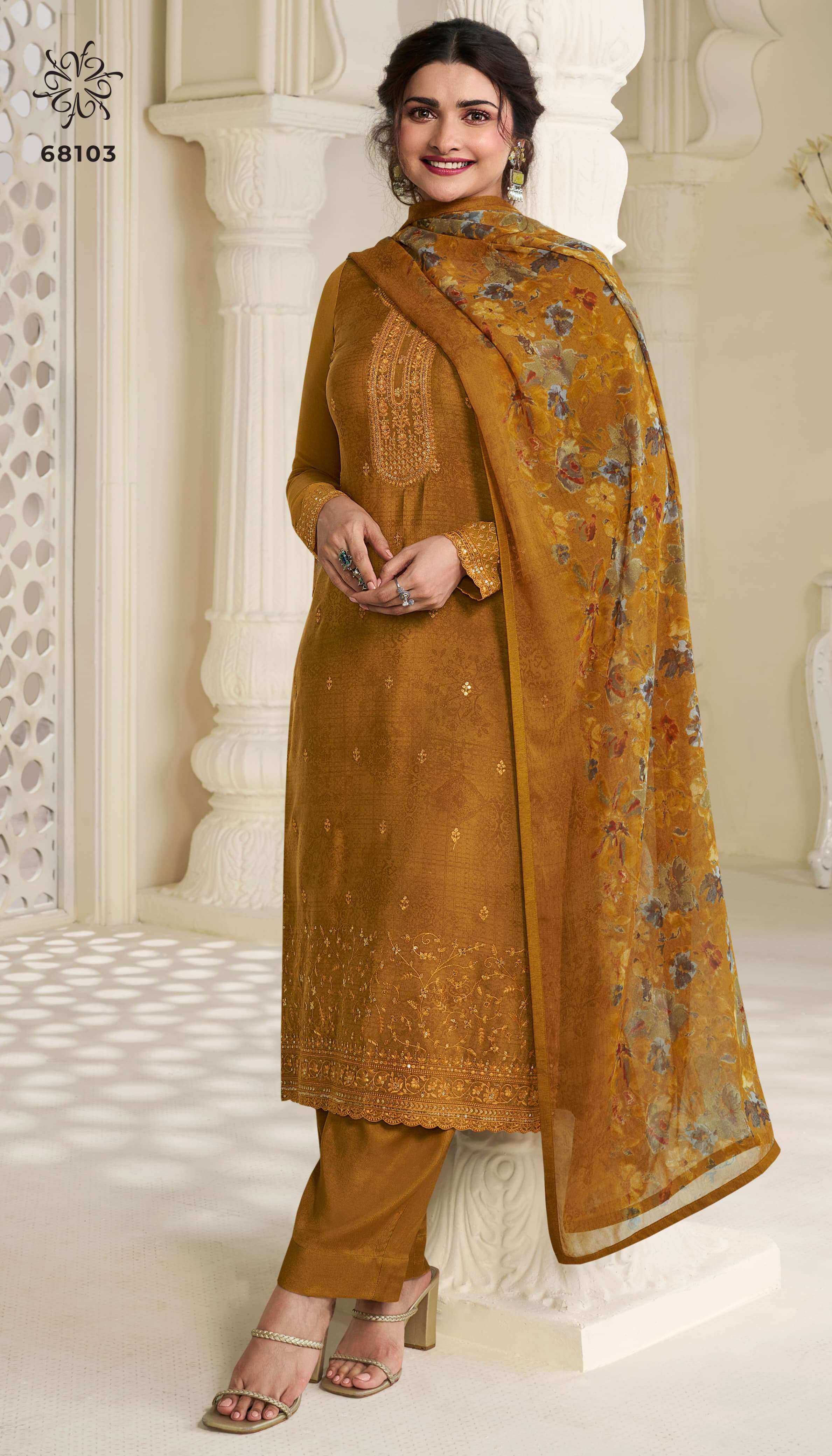 vinay fashion silkina royal crepe 45 digital print royal crape catchy look salwar suit catalog