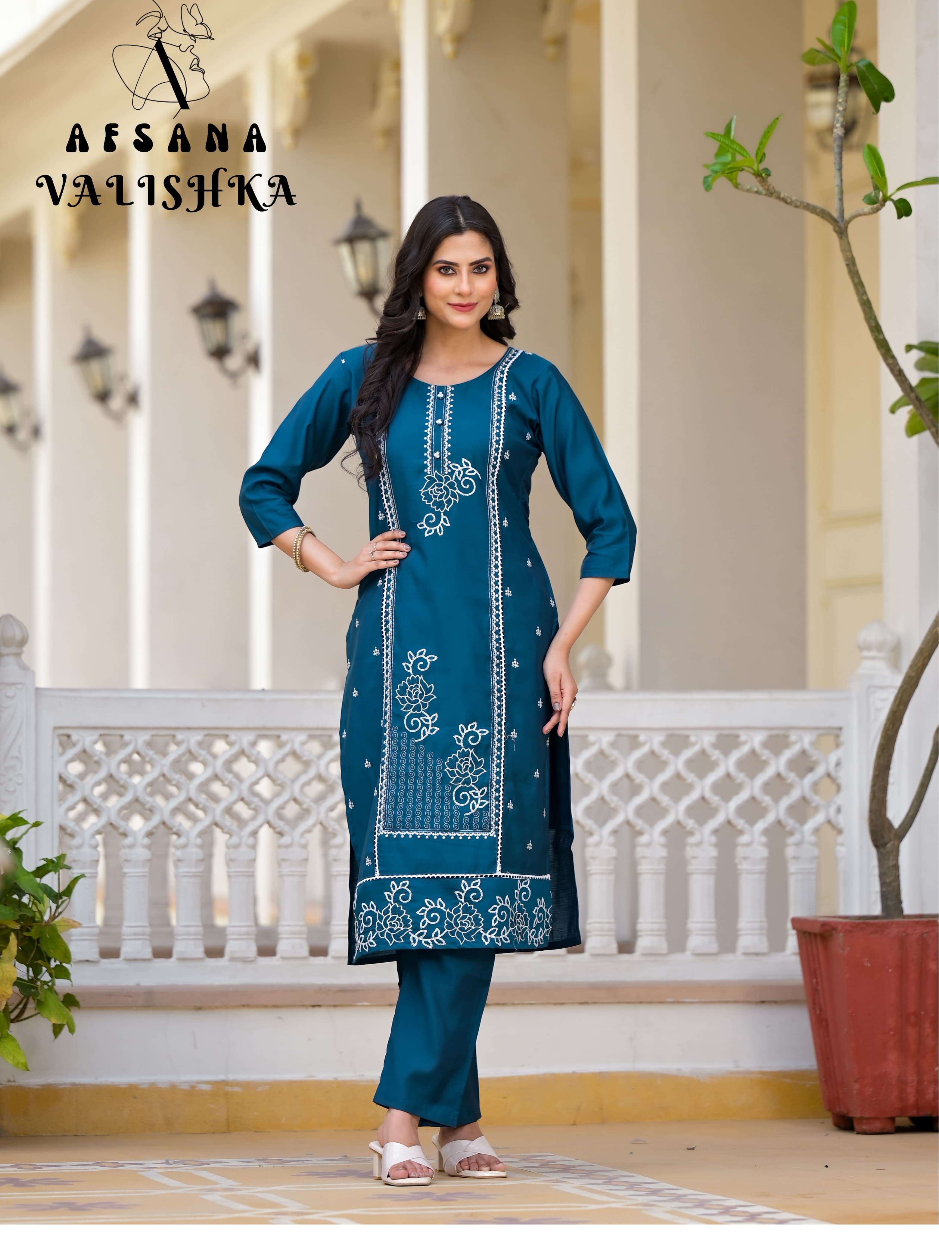 afsana valishka roman fabric attrective look top bottom with dupatta size set