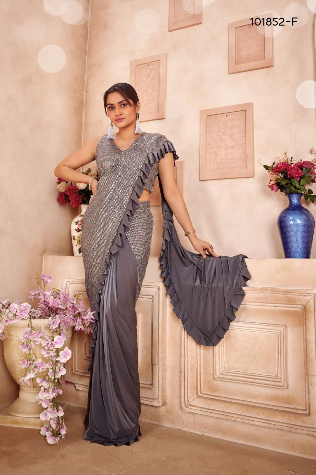 amoha trendz d no 101852 imported fabric catchy look saree catalog