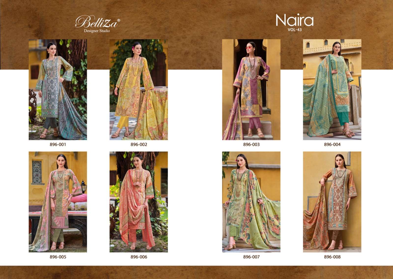 belliza designer studio naira vol 43 cotton elegant salwar suit catalog