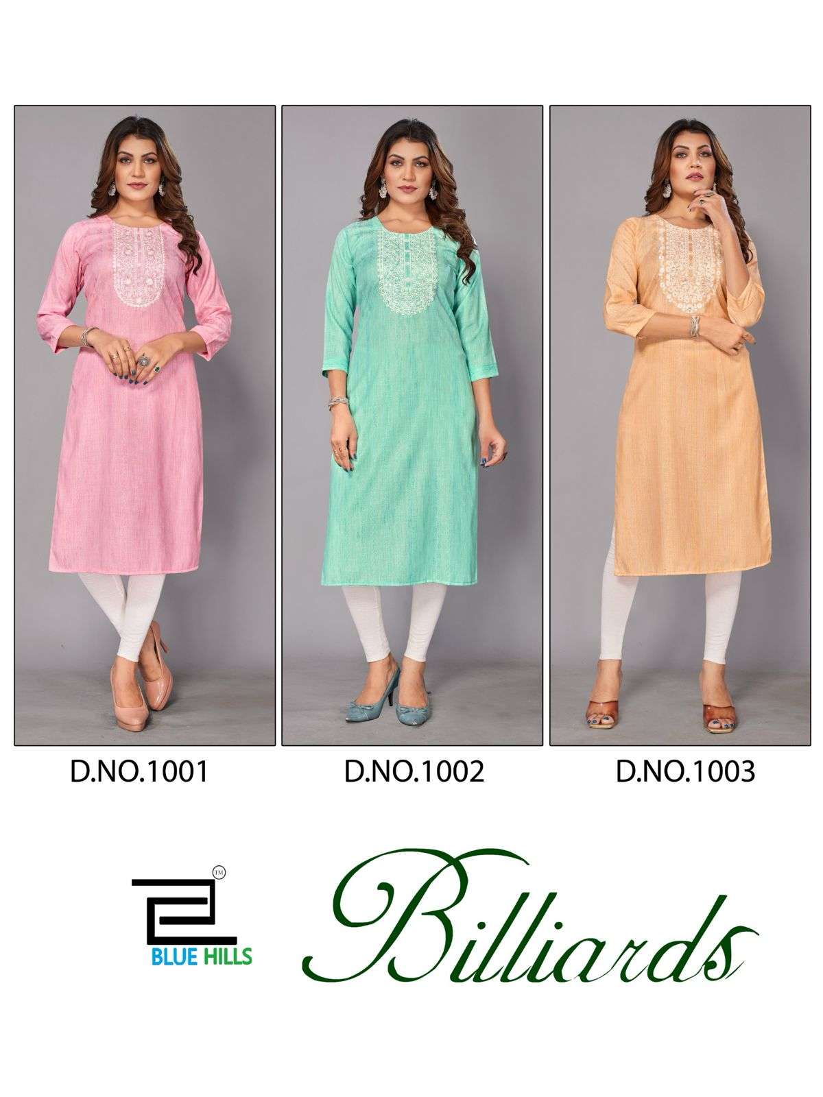 bluehills Billiards rayon attrective look kurti catalog